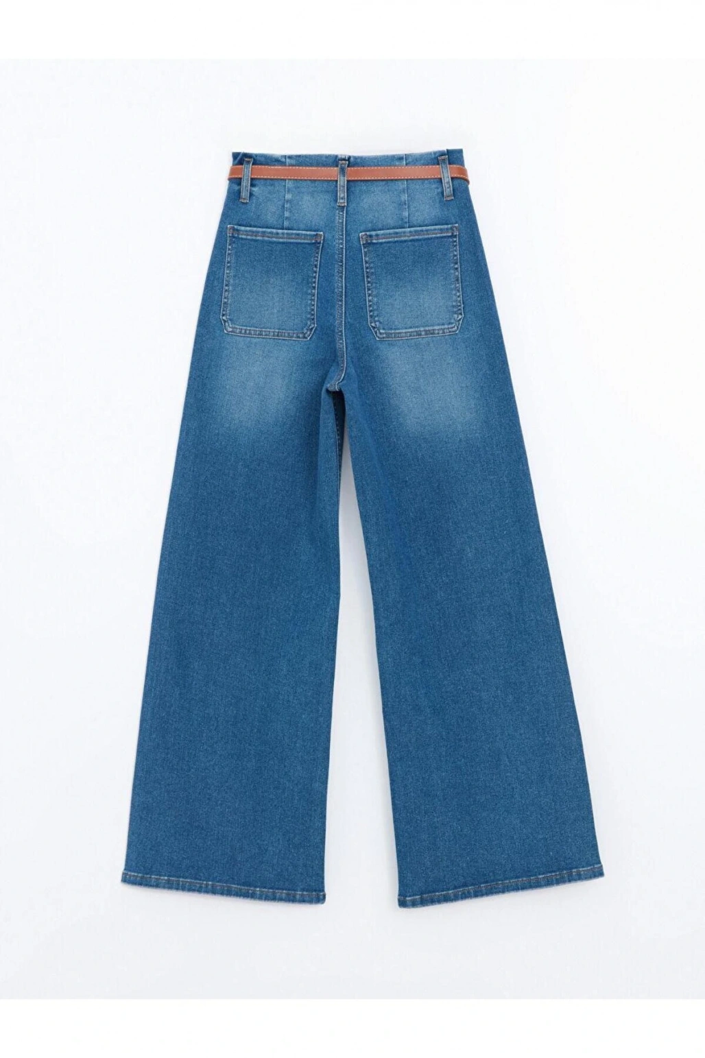 Beli Kemerli Wideleg Kadın Jean Pantolon (S5)