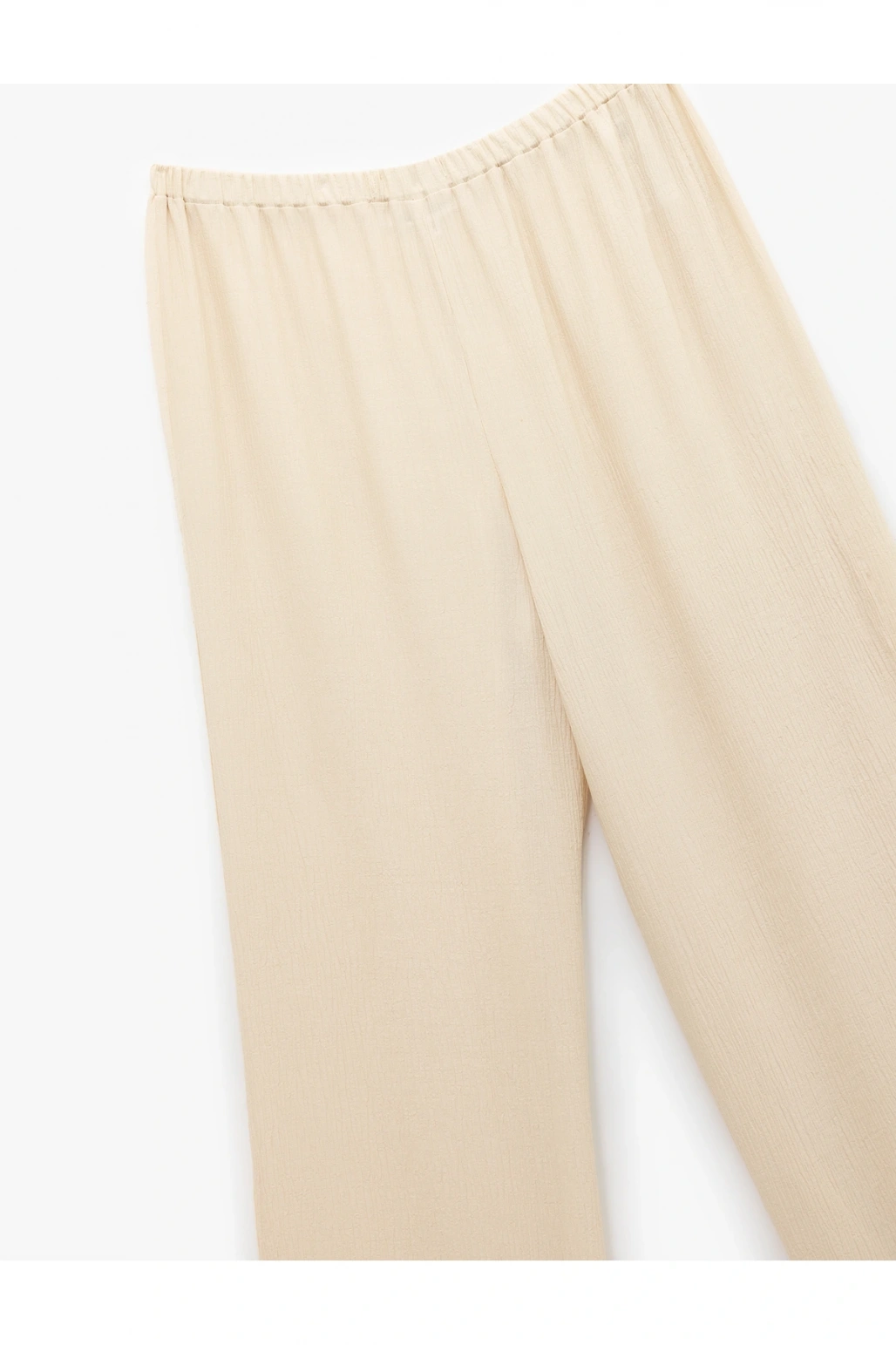 Beli Lastikli Bürümcük Düz Paça Pantolon