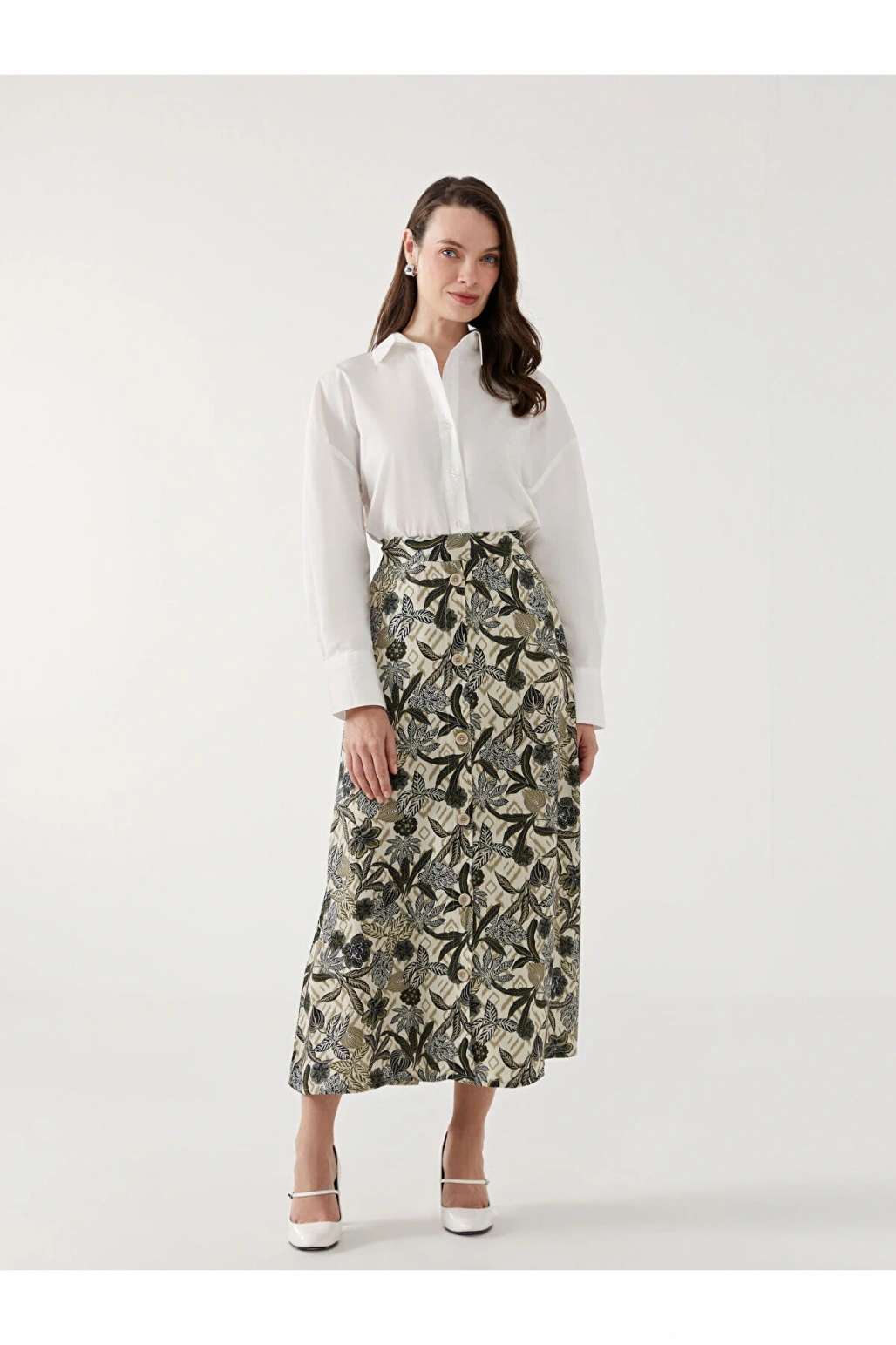 Beli Lastikli Çiçekli Kadın Etek