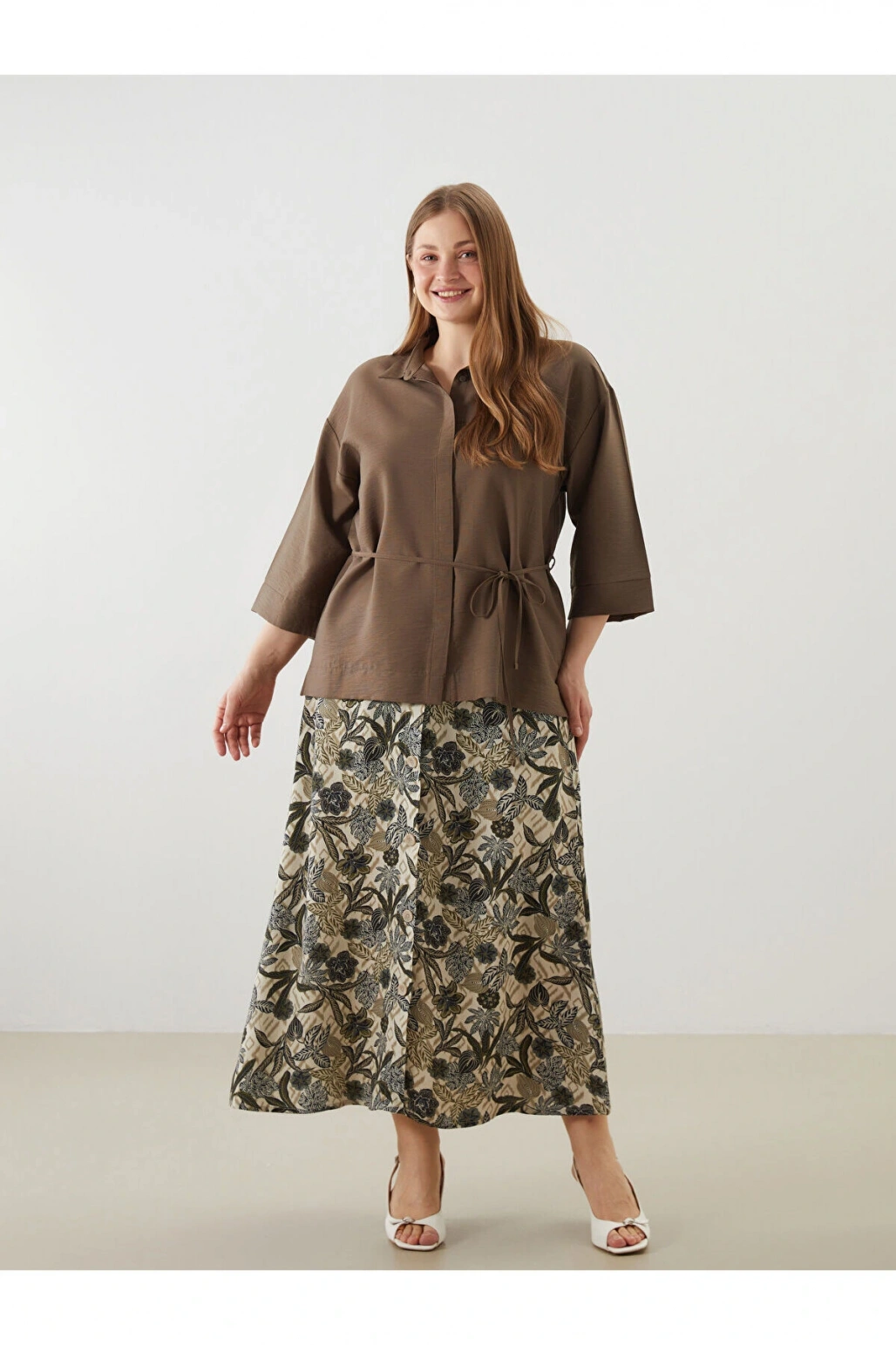 Beli Lastikli Çiçekli Kadın Etek