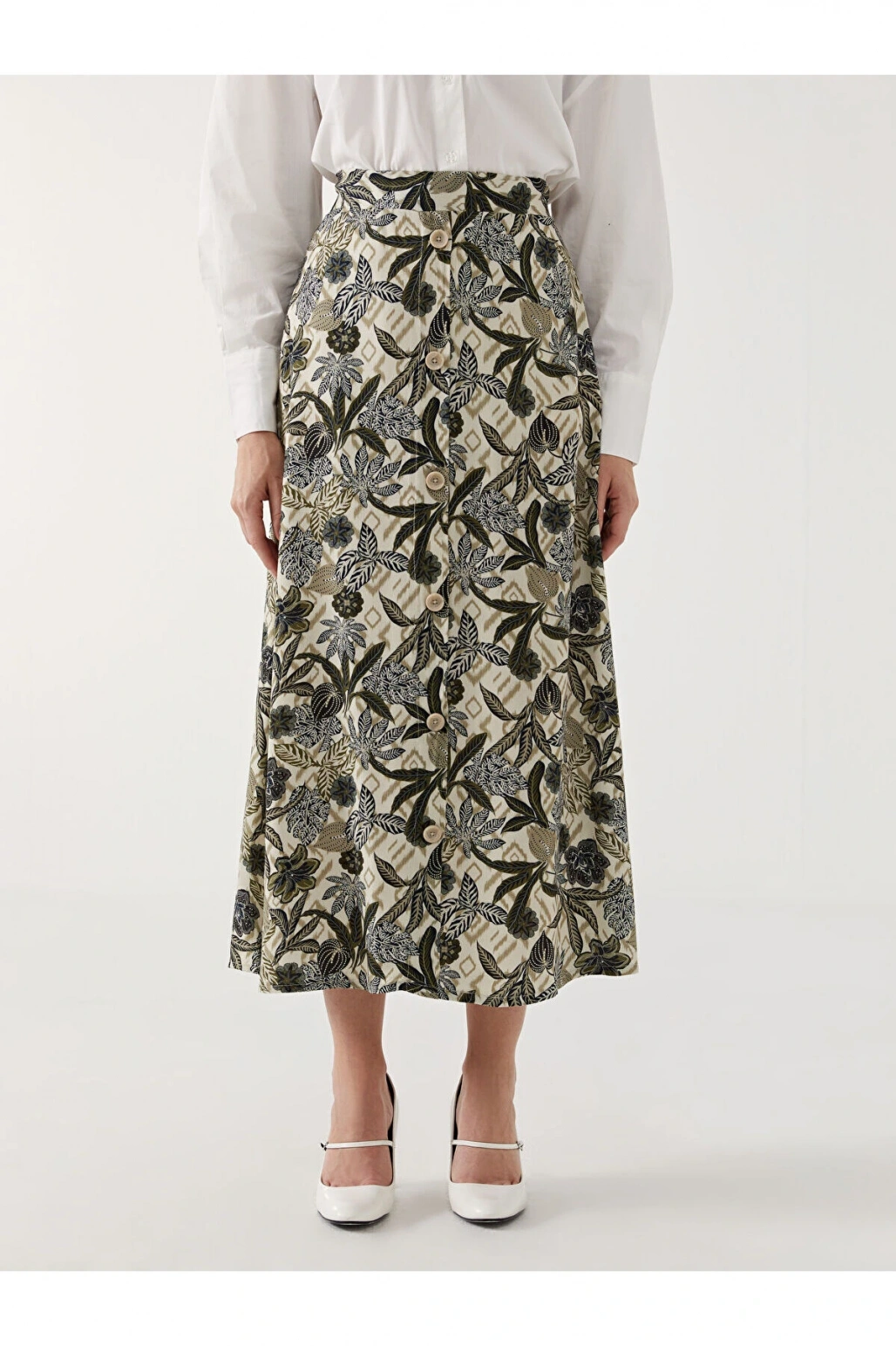 Beli Lastikli Çiçekli Kadın Etek