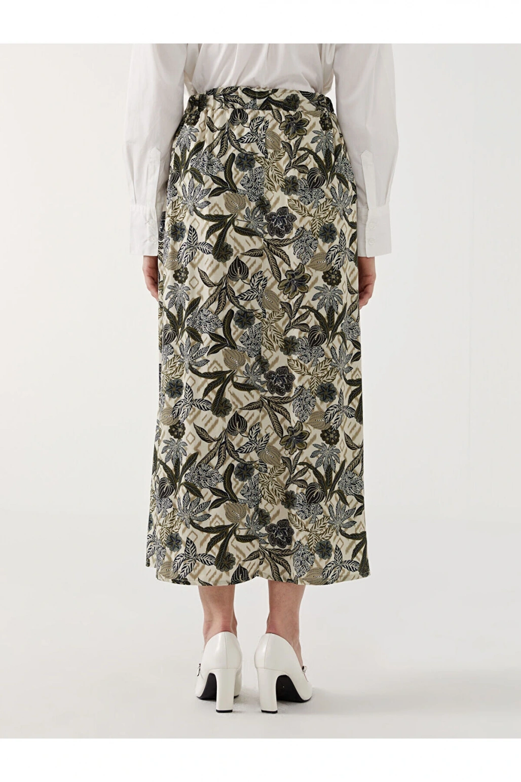 Beli Lastikli Çiçekli Kadın Etek