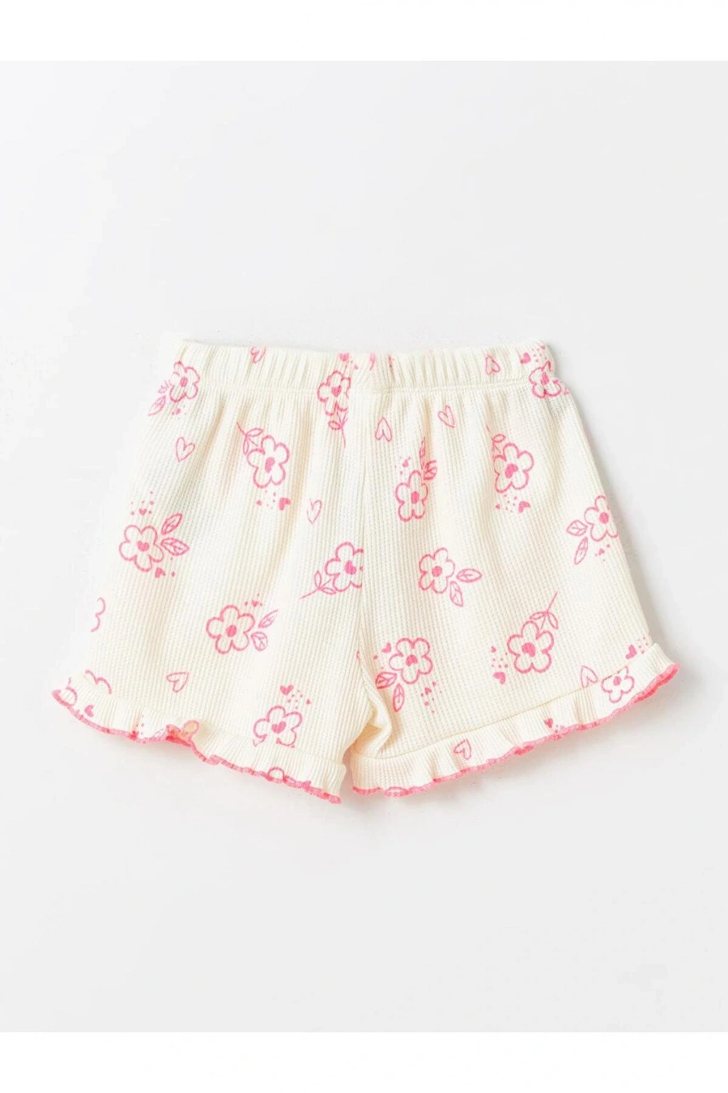 Beli Lastikli Çiçekli Kız Bebek Şort (S4)