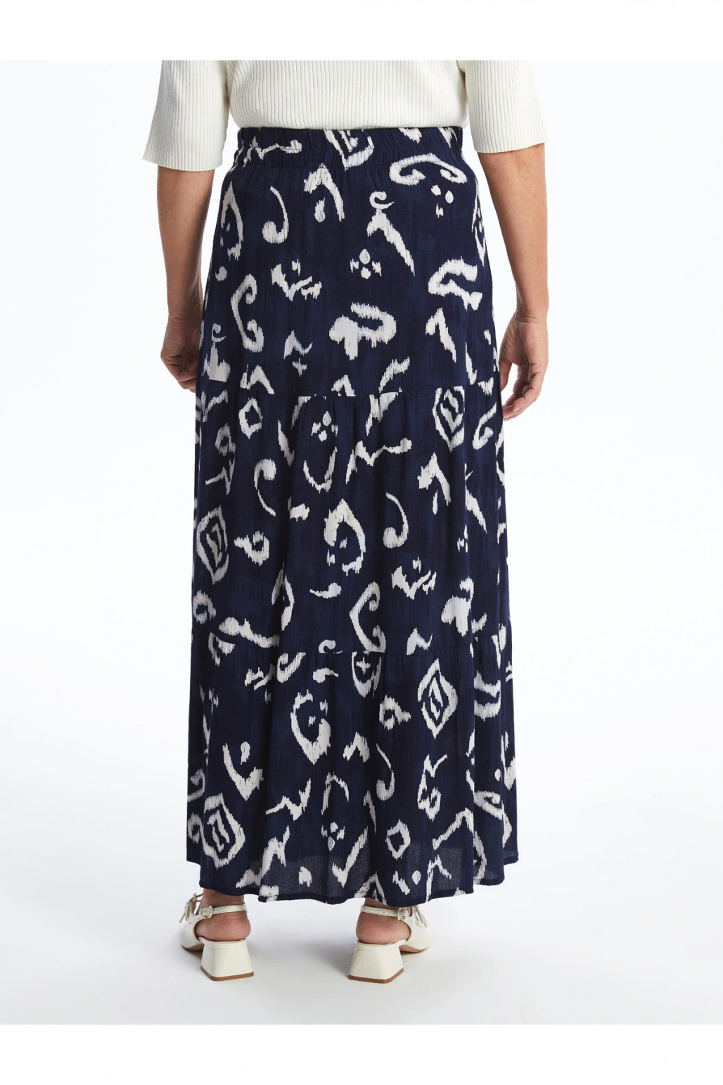 Beli Lastikli Desenli Kadın Etek