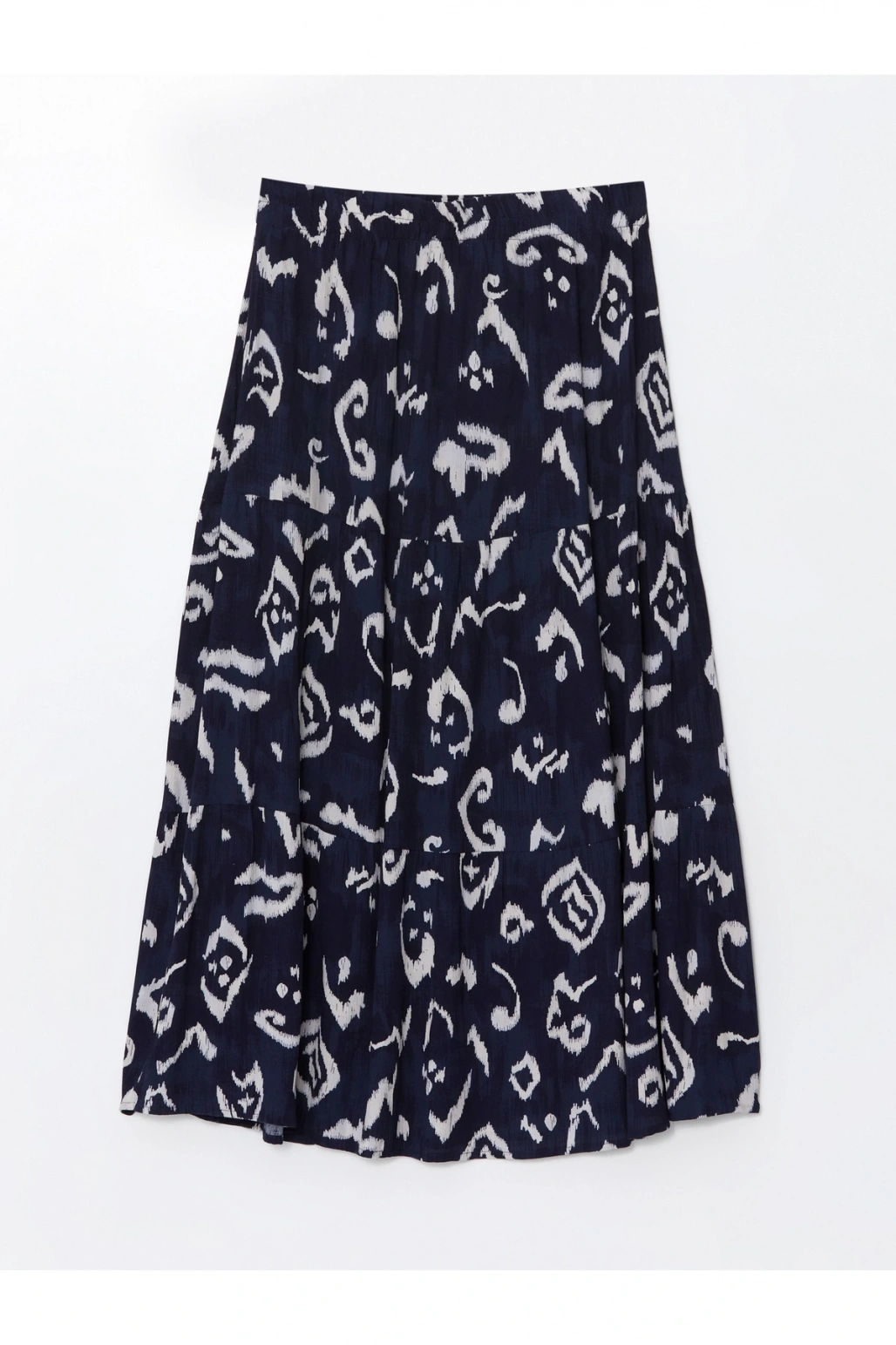 Beli Lastikli Desenli Kadın Etek