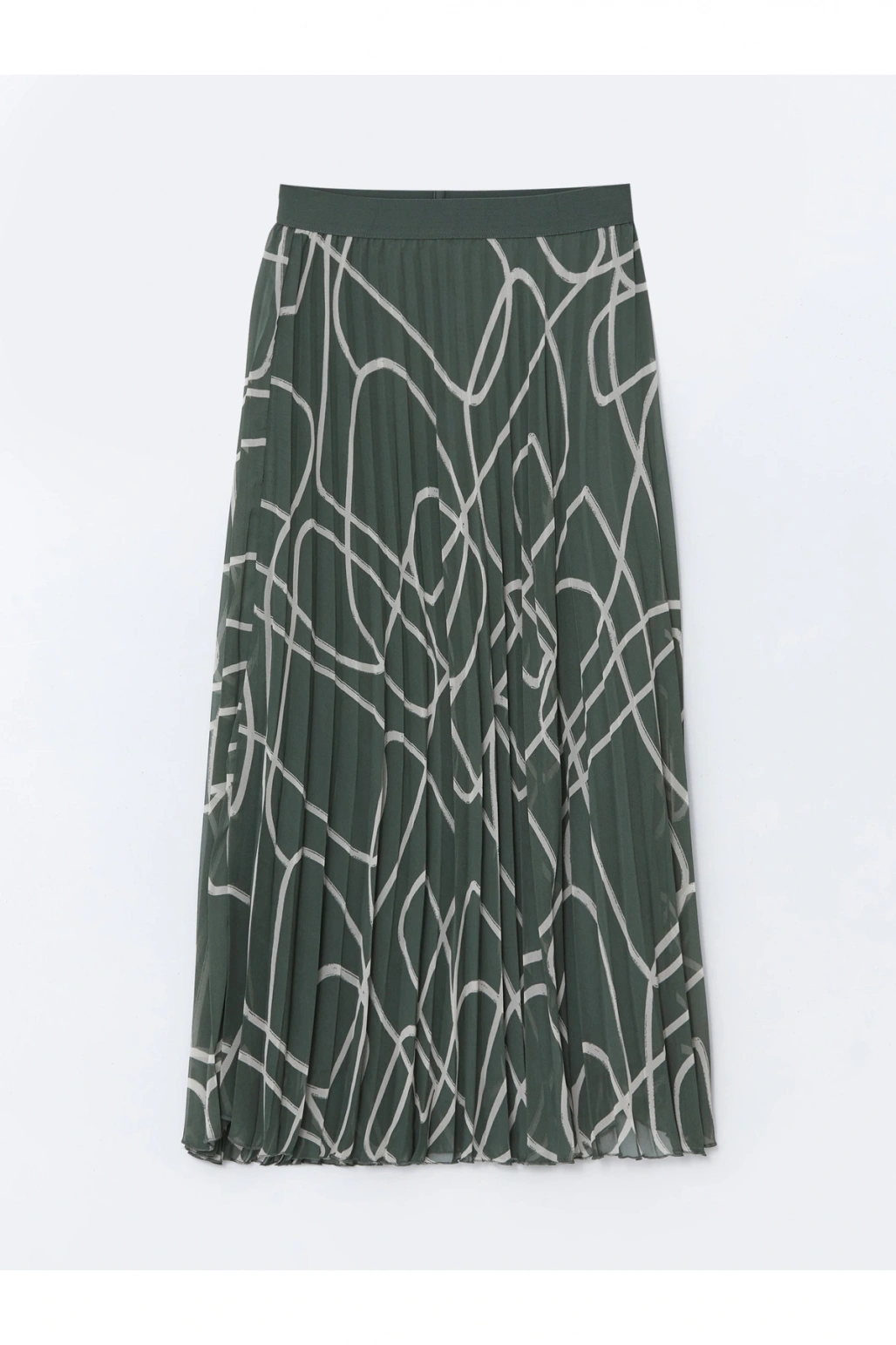 Beli Lastikli Desenli Şifon Kadın Pileli Etek