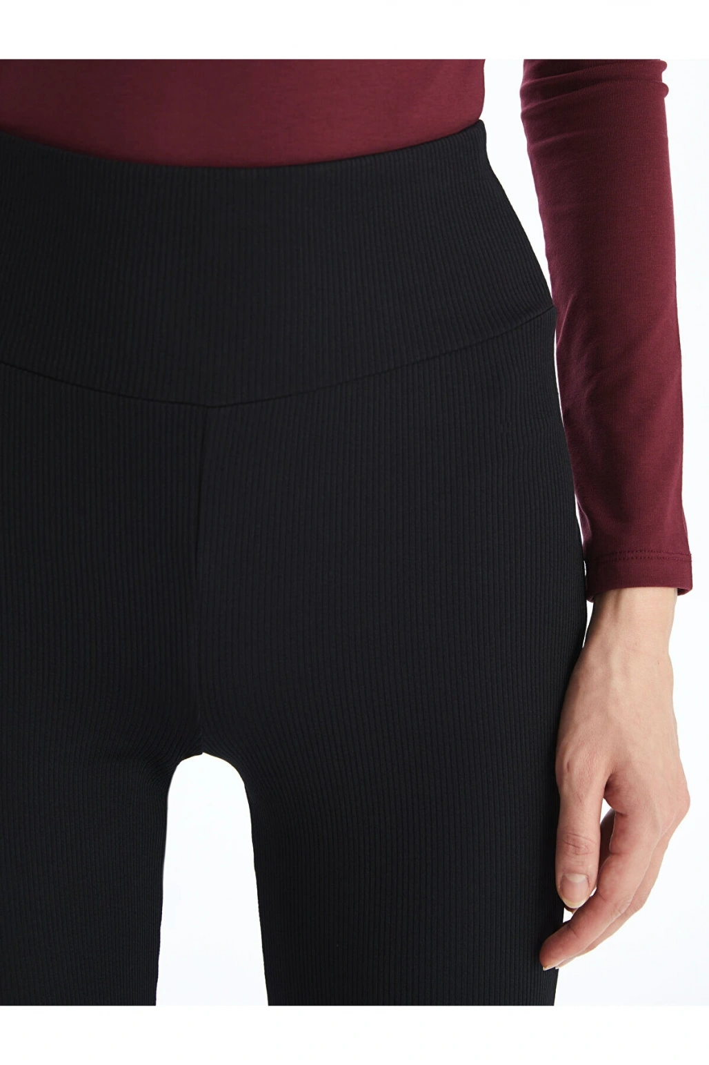 Beli Lastikli Düz İspanyol Paça Kadın Tayt Pantolon