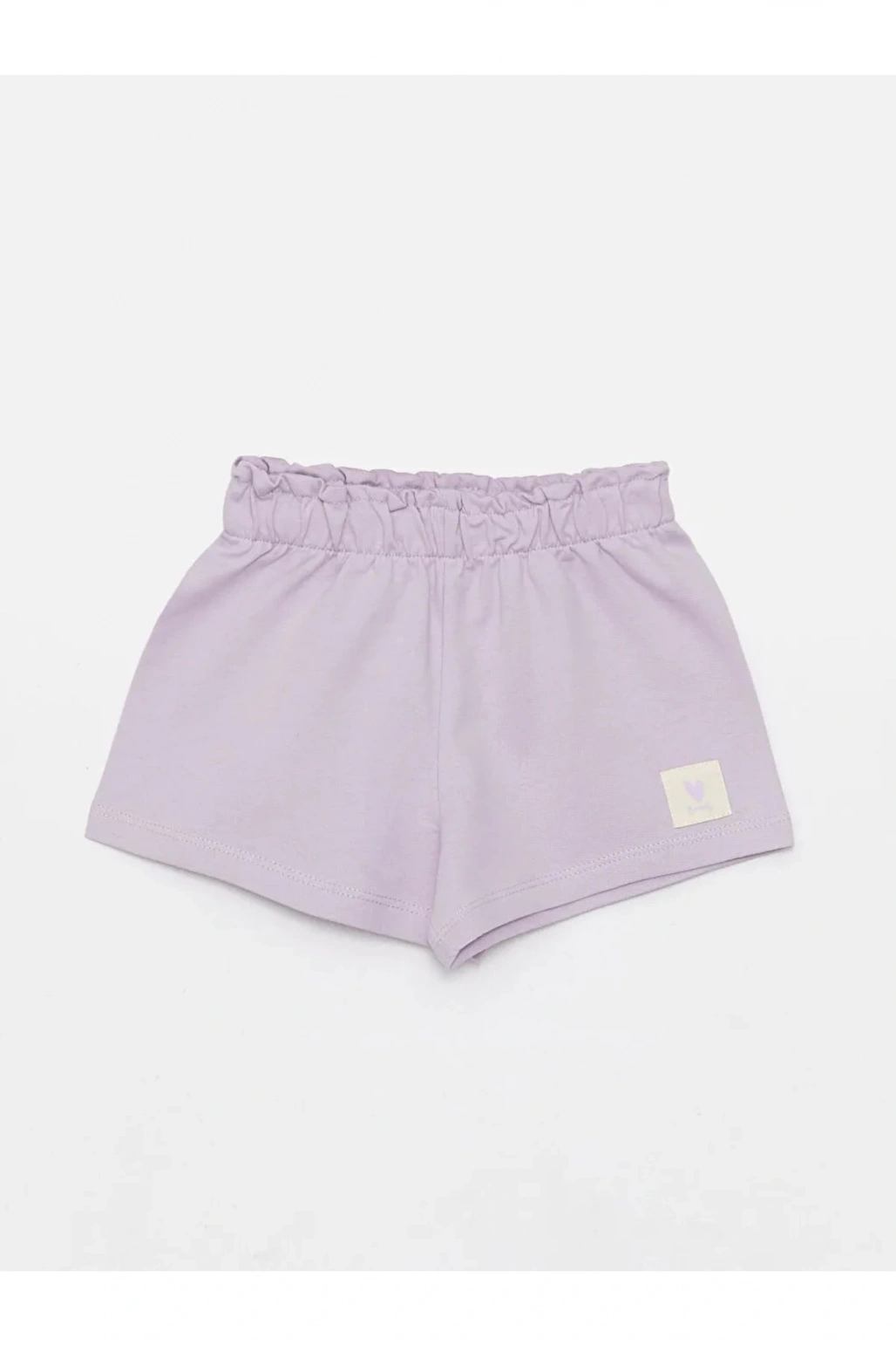 Beli Lastikli Etiket Baskılı Kız Bebek Şort