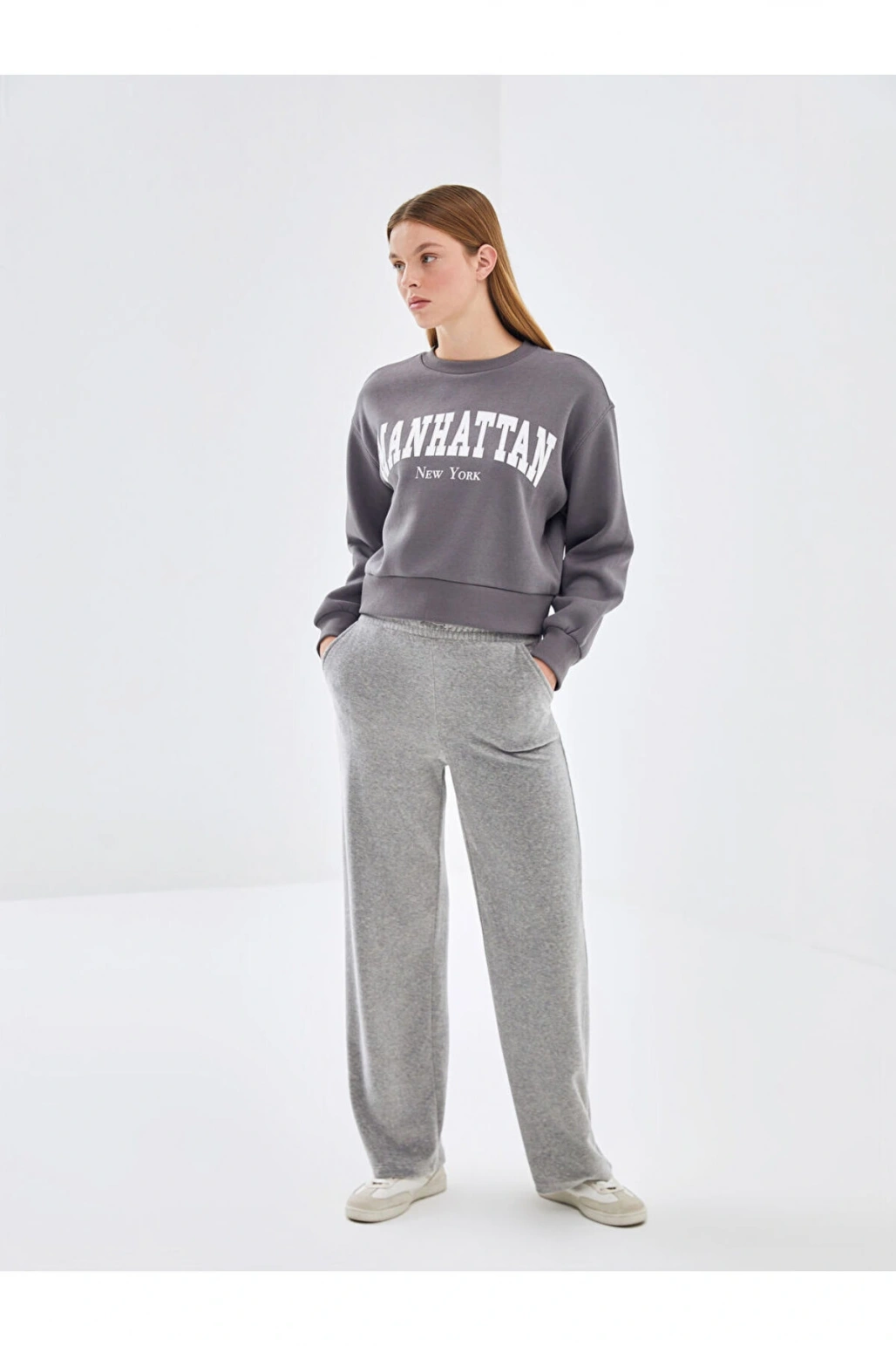 Beli Lastikli Kadife Kadın Eşofman Altı