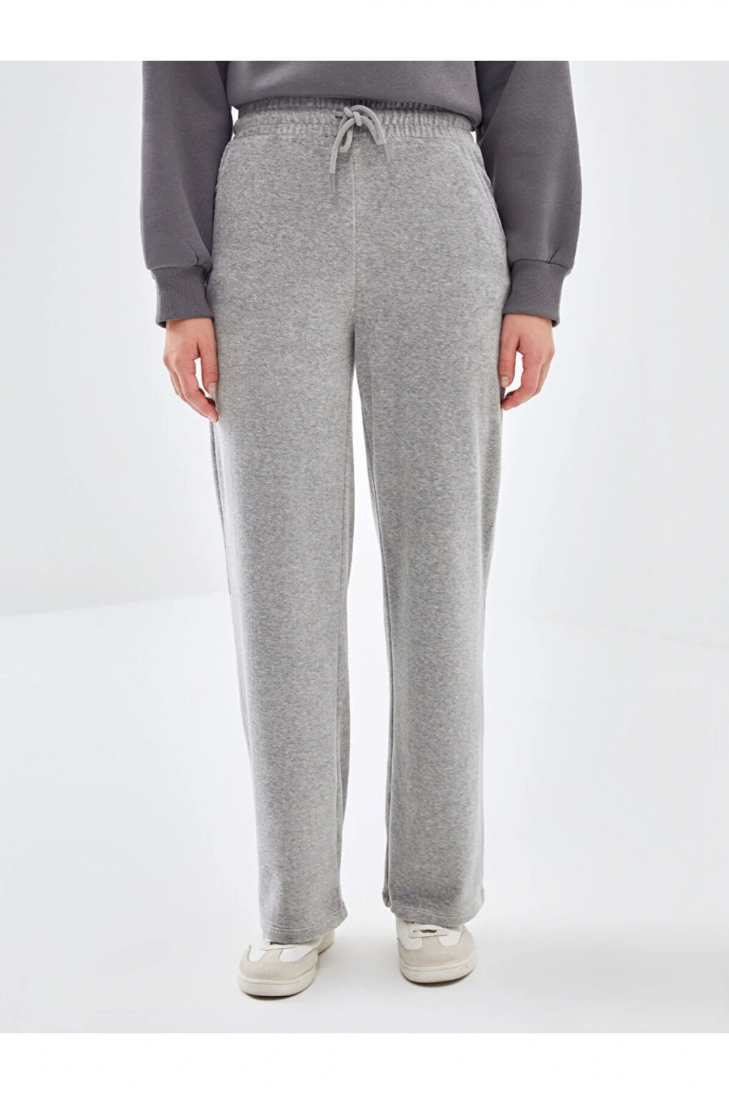 Beli Lastikli Kadife Kadın Eşofman Altı