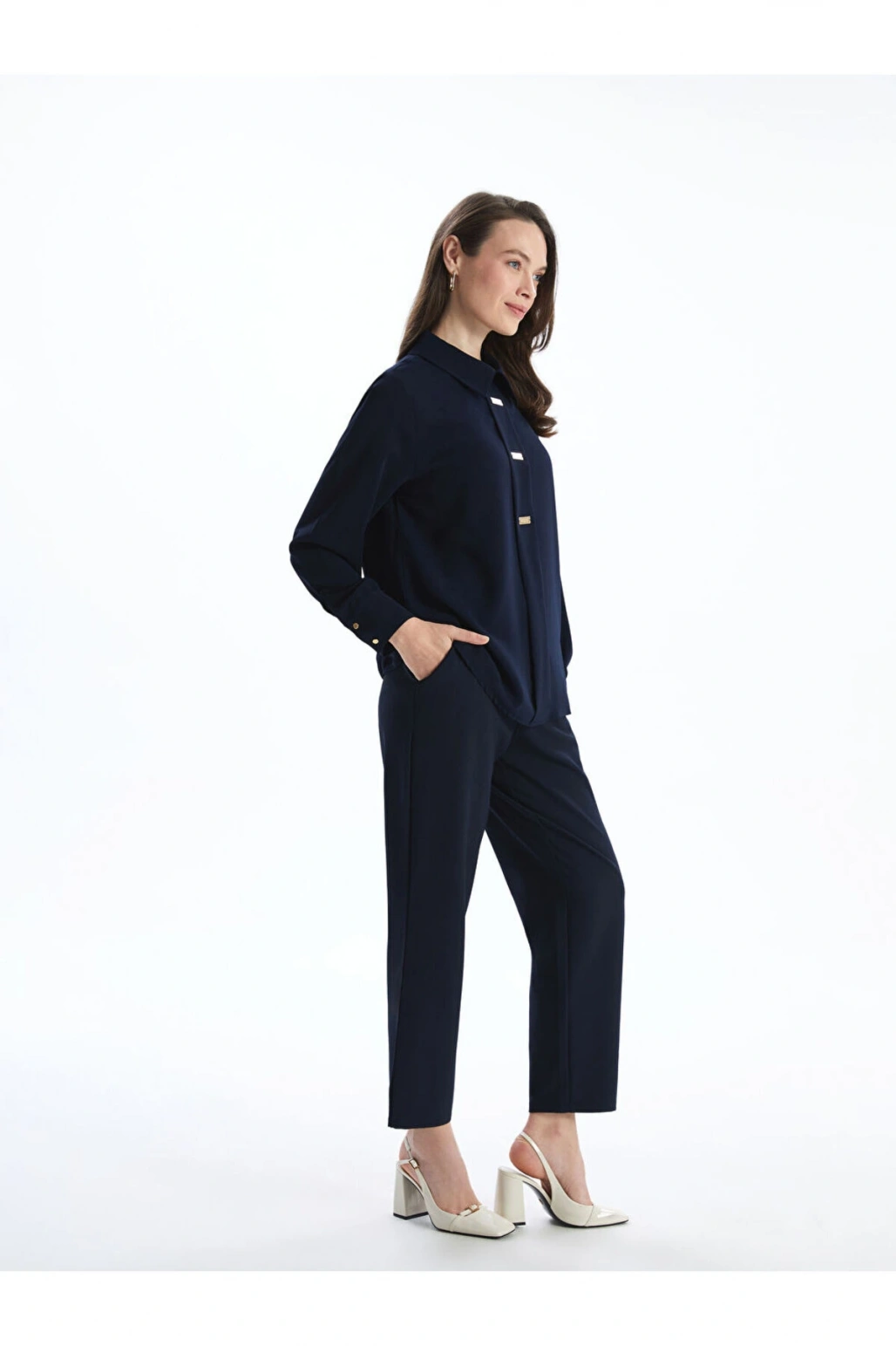 LCW Grace Lacivert Beli Lastikli Kadın Pantolon