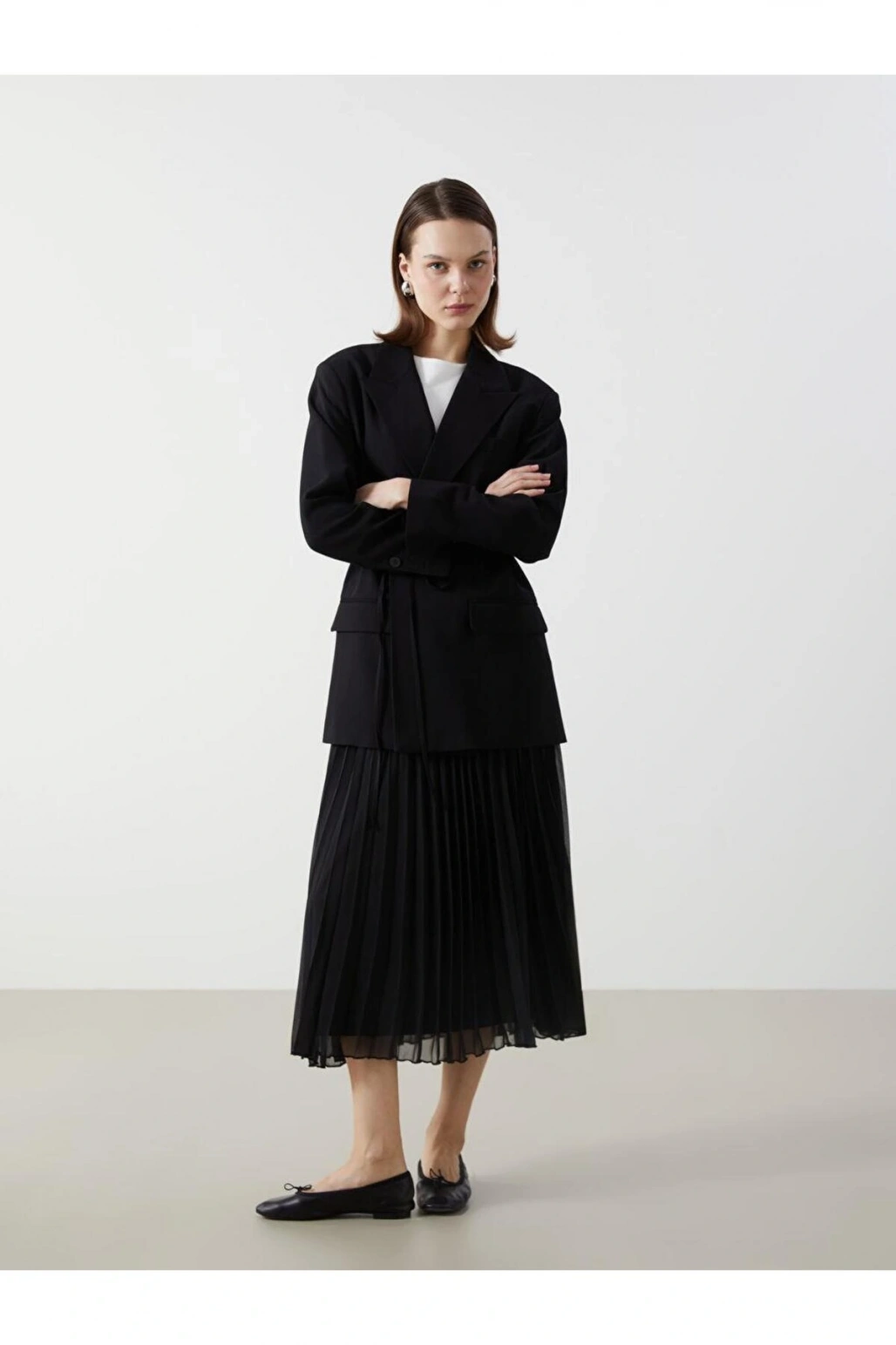 Beli Lastikli Kadın Pileli Etek