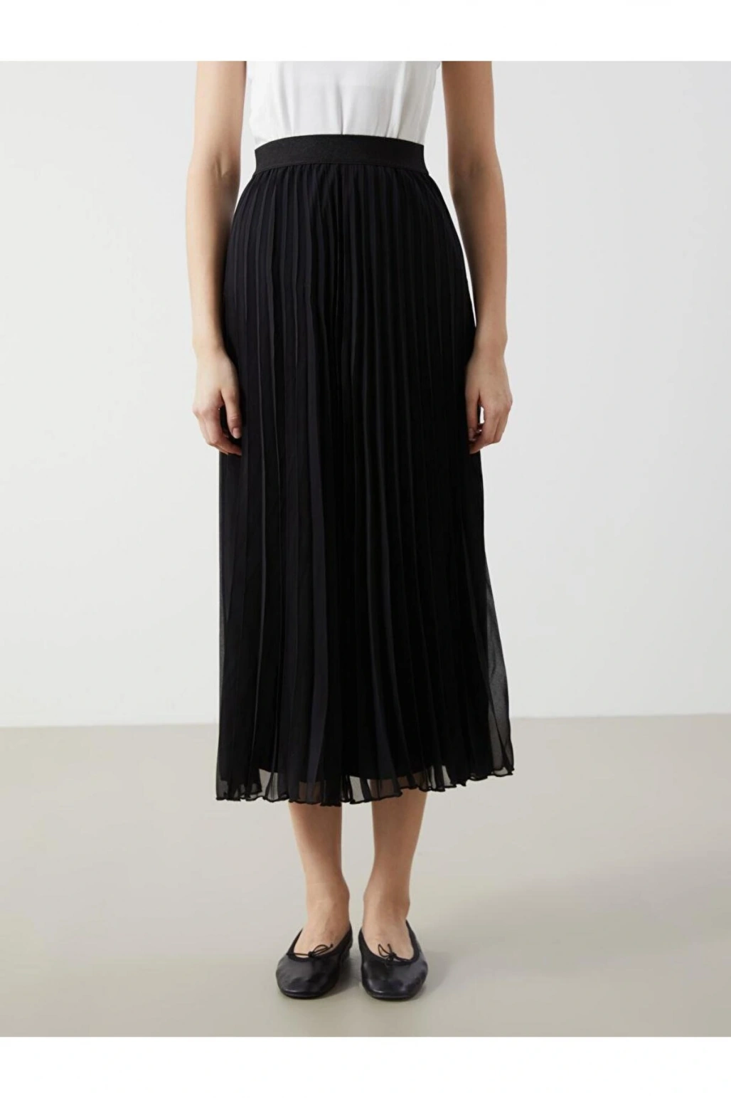 Beli Lastikli Kadın Pileli Etek