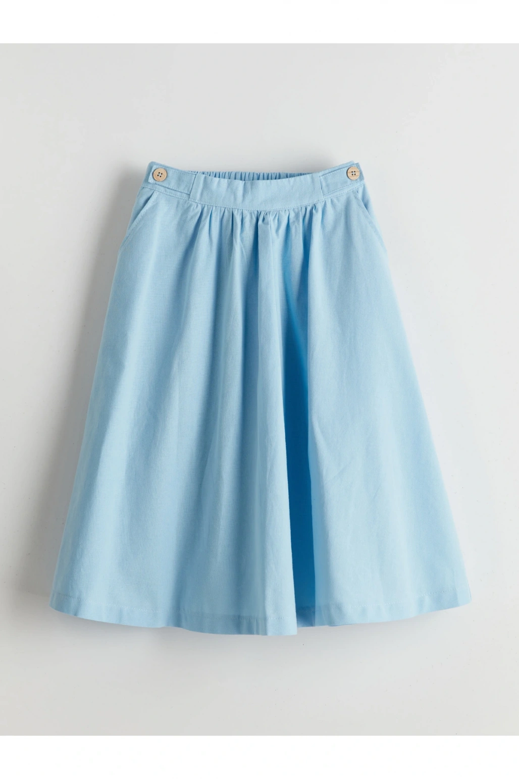 Beli Lastikli Keten Karışımlı Genç Kız Etek