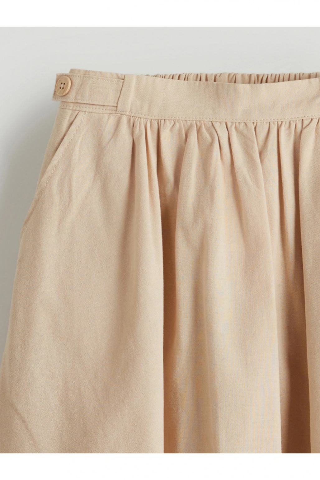 Beli Lastikli Keten Karışımlı Genç Kız Etek