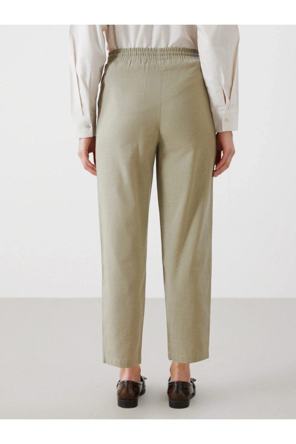 Beli Lastikli Keten Karışımlı Kadın Pantolon