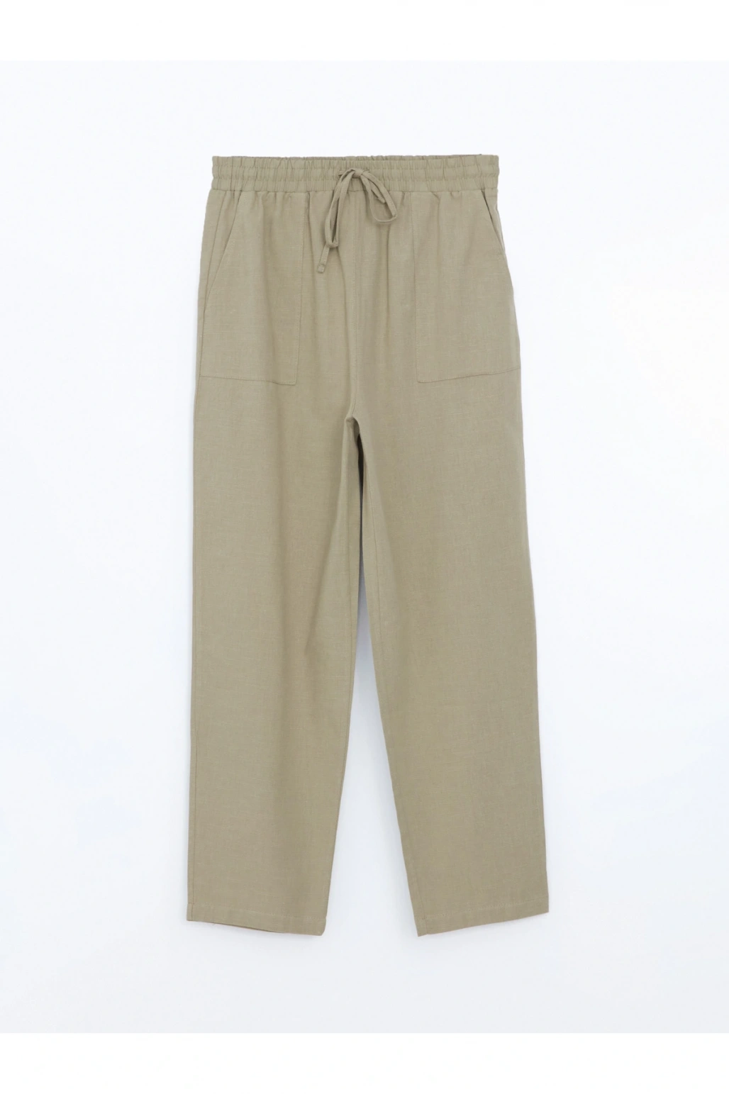 Beli Lastikli Keten Karışımlı Kadın Pantolon