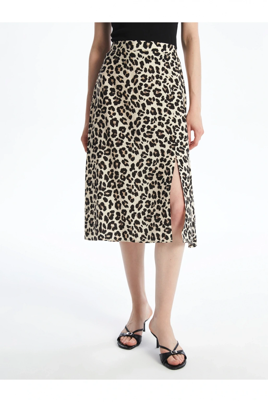 Beli Lastikli Leopar Desenli Etek