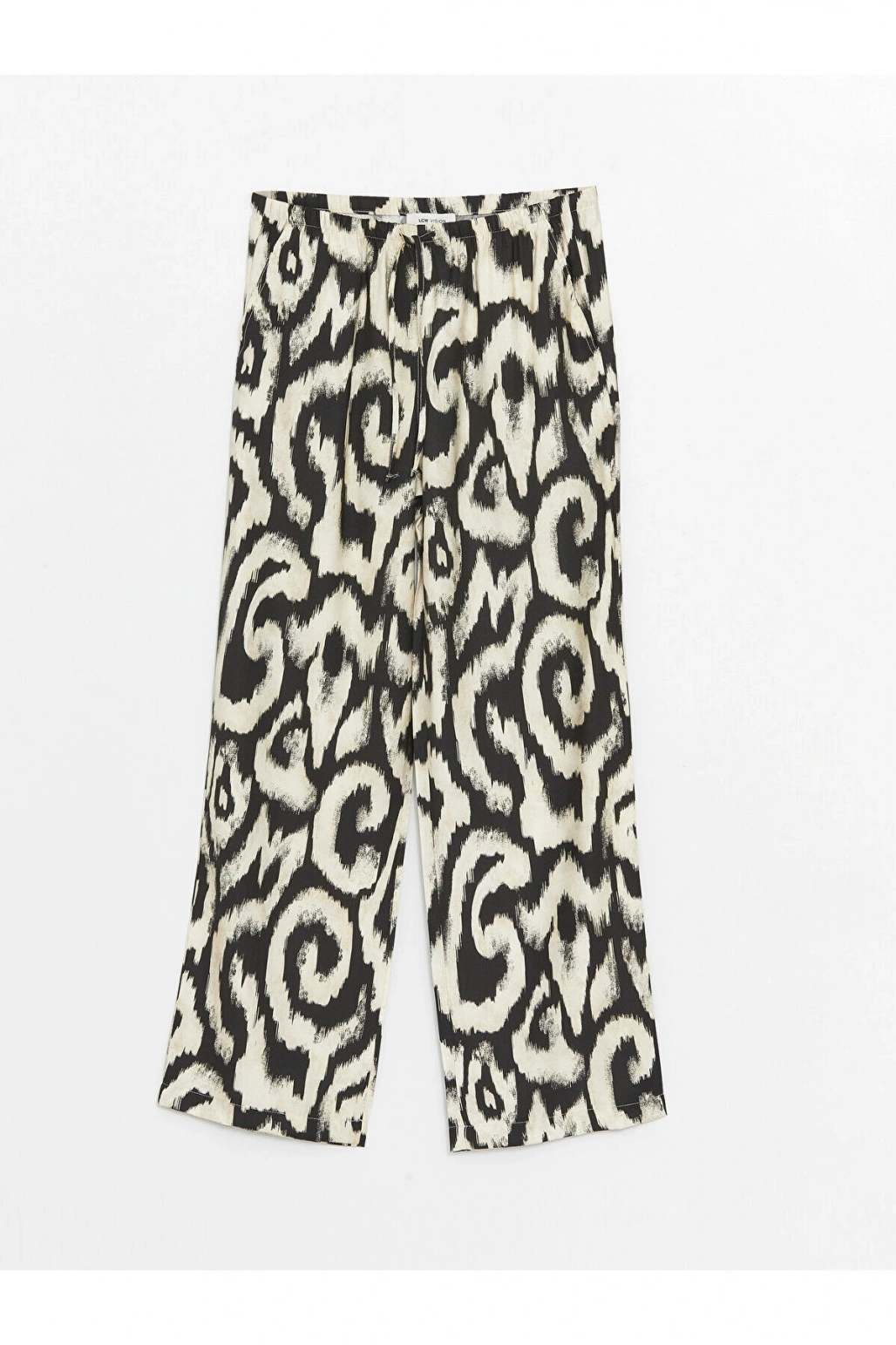 Beli Lastikli Rahat Kalıp Desenli Kadın Pantolon