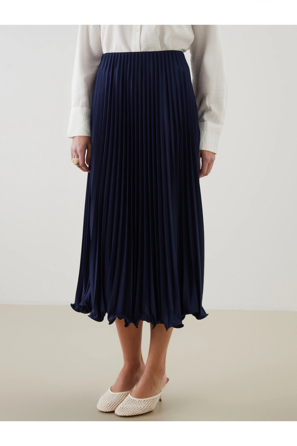 Beli Lastikli Şifon Kadın Pileli Etek