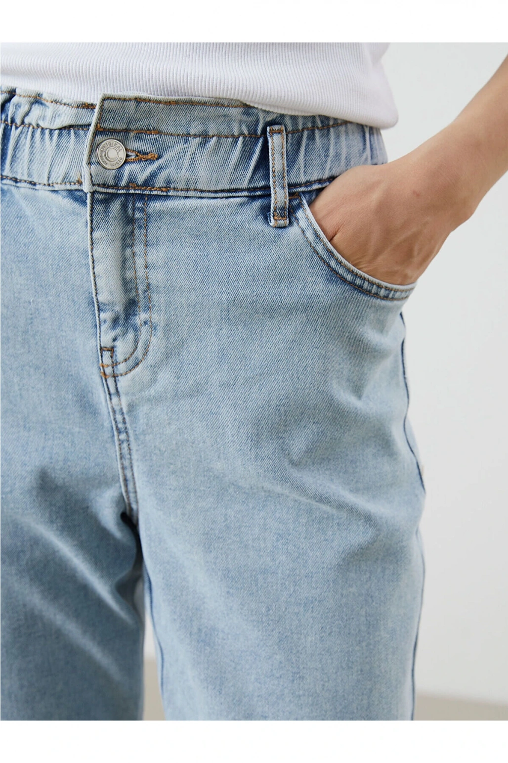 Beli Lastikli Slim Mom Kadın Jean Pantolon