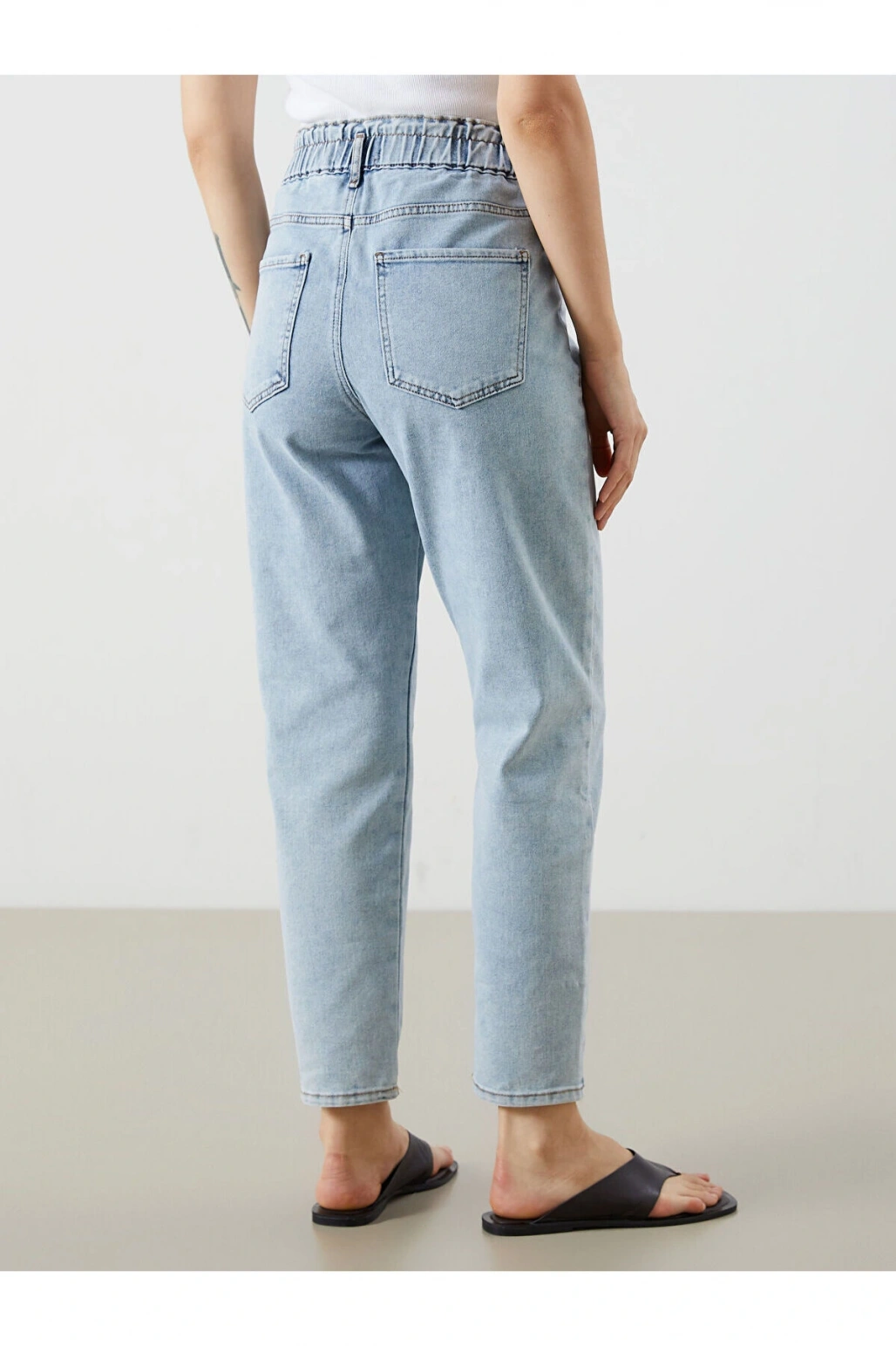 Beli Lastikli Slim Mom Kadın Jean Pantolon