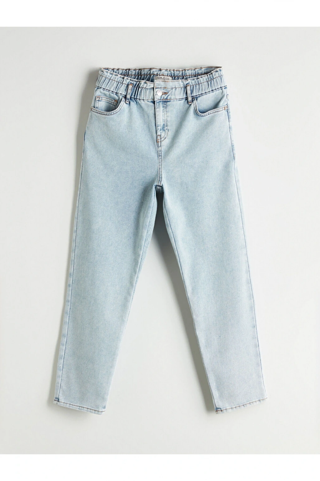 Beli Lastikli Slim Mom Kadın Jean Pantolon