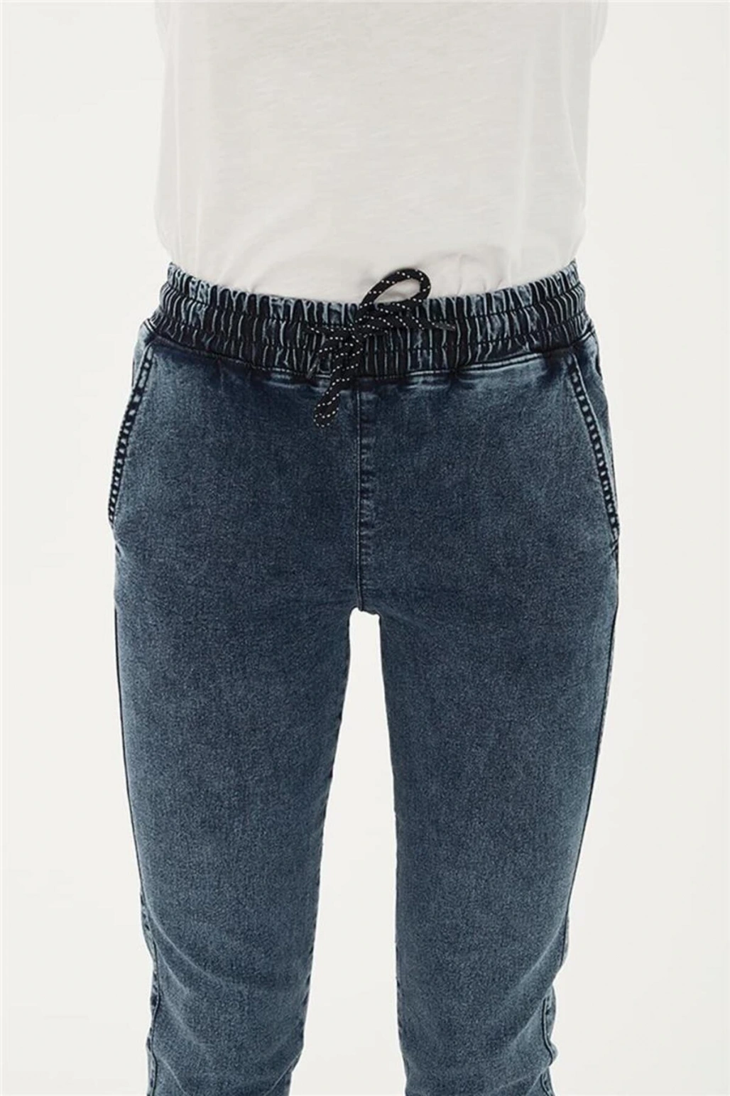 Beli Ve Paçası Lastikli Pantolon Mavi / Blue