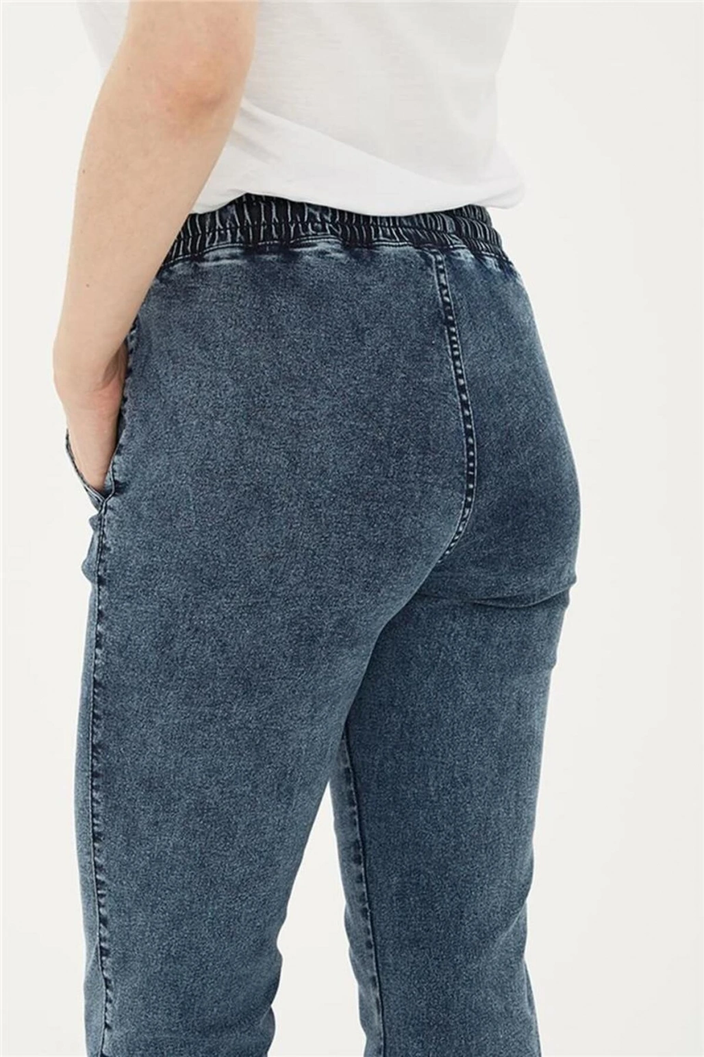 Beli Ve Paçası Lastikli Pantolon Mavi / Blue