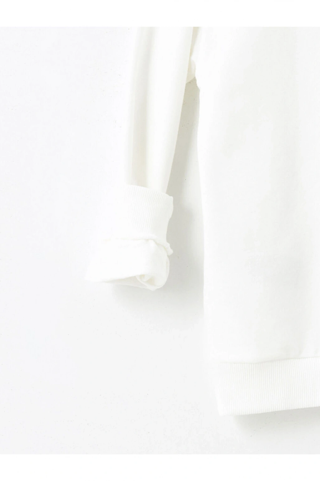 Beyaz Bisiklet Yaka Kız Çocuk Sweatshirt