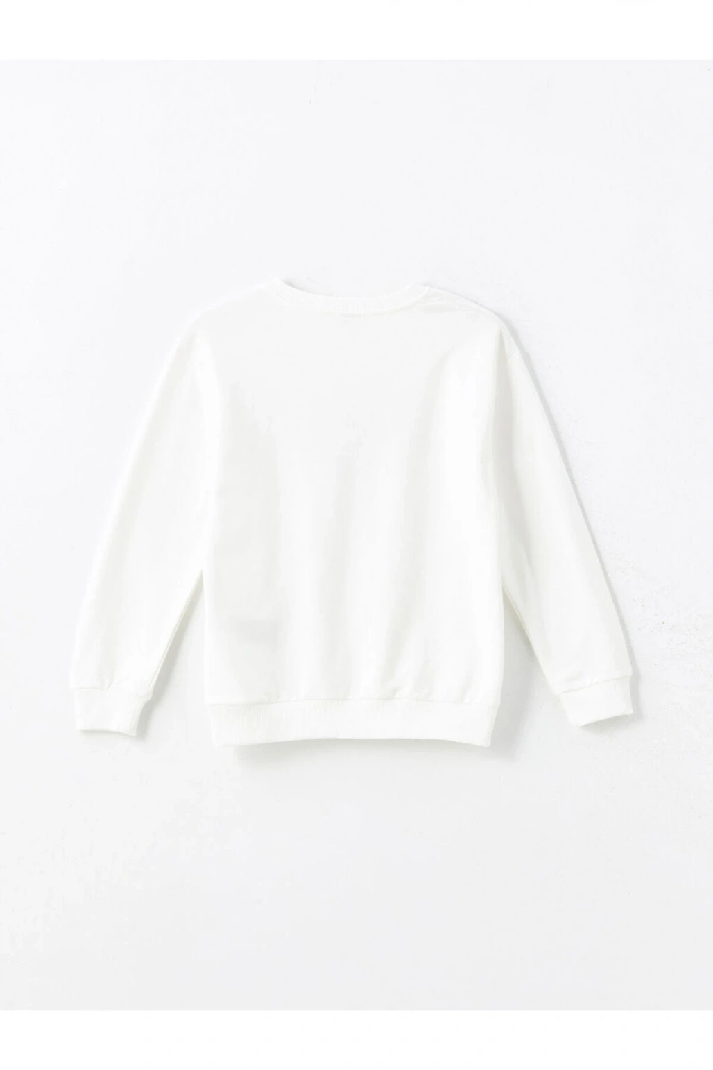 Beyaz Bisiklet Yaka Kız Çocuk Sweatshirt