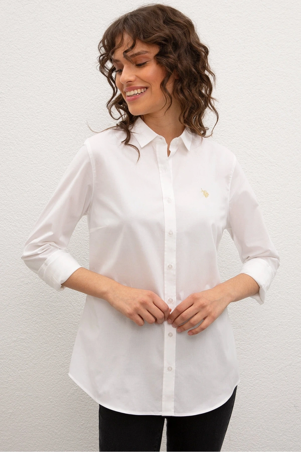 Beyaz Kadın Dokuma Gömlek