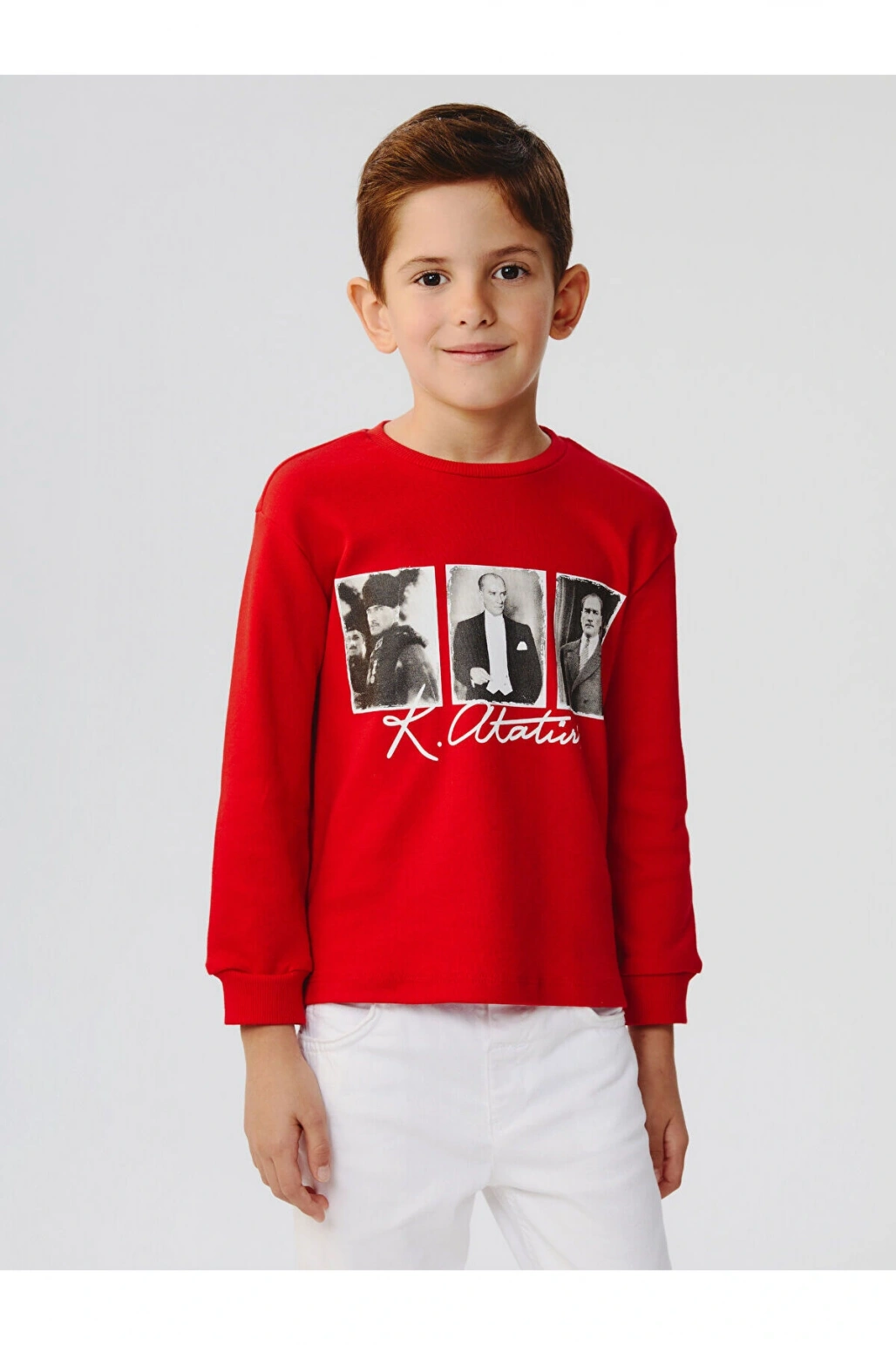 Bisiklet Yaka Atatürk Baskılı Erkek Çocuk Tişört