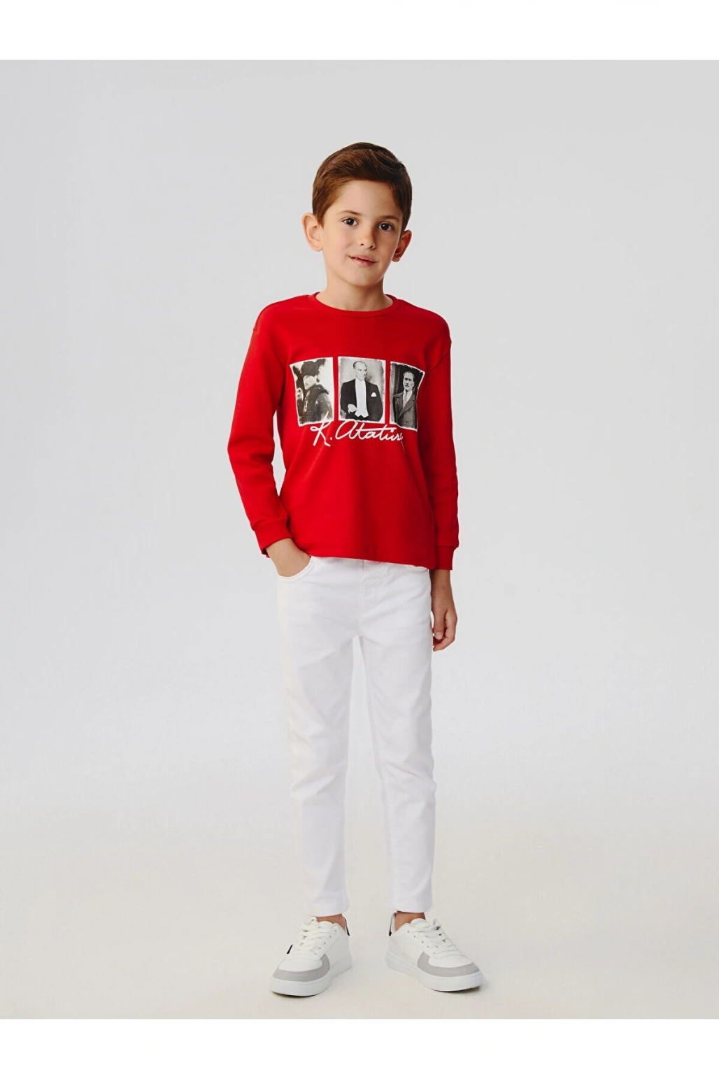 Bisiklet Yaka Atatürk Baskılı Erkek Çocuk Tişört