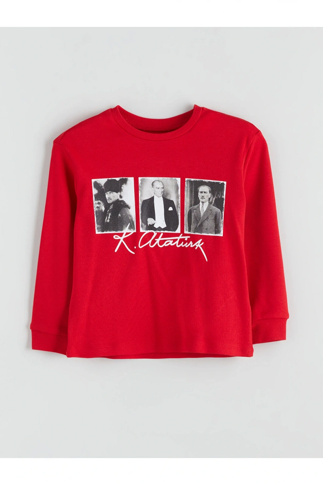 Bisiklet Yaka Atatürk Baskılı Erkek Çocuk Tişört