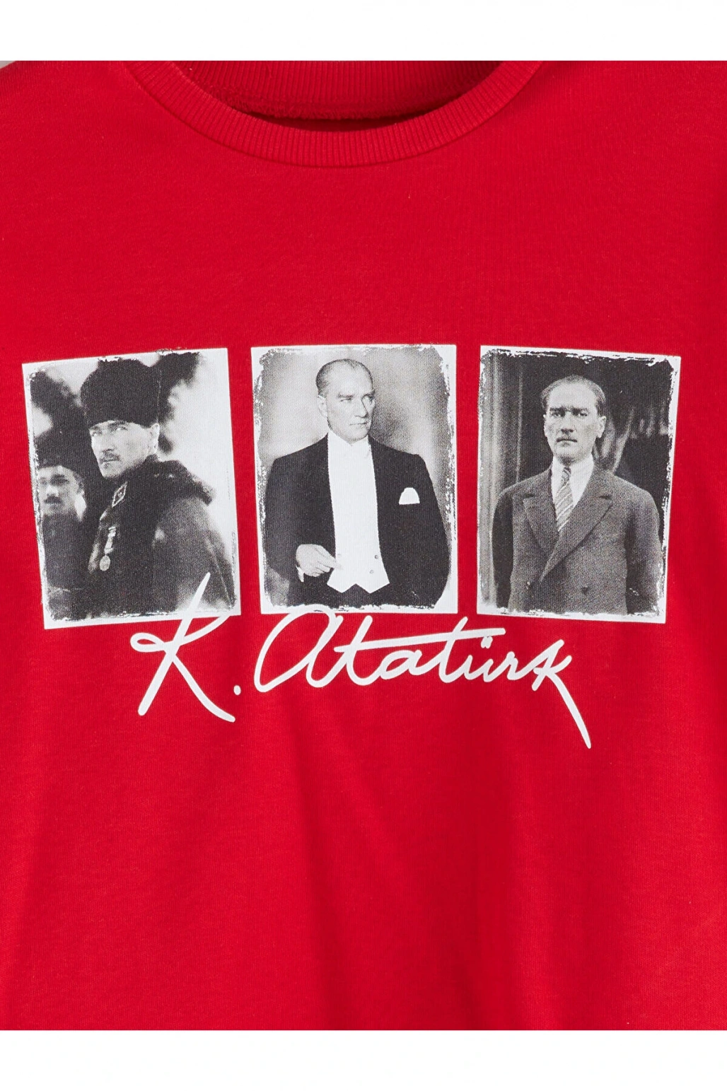 Bisiklet Yaka Atatürk Baskılı Erkek Çocuk Tişört