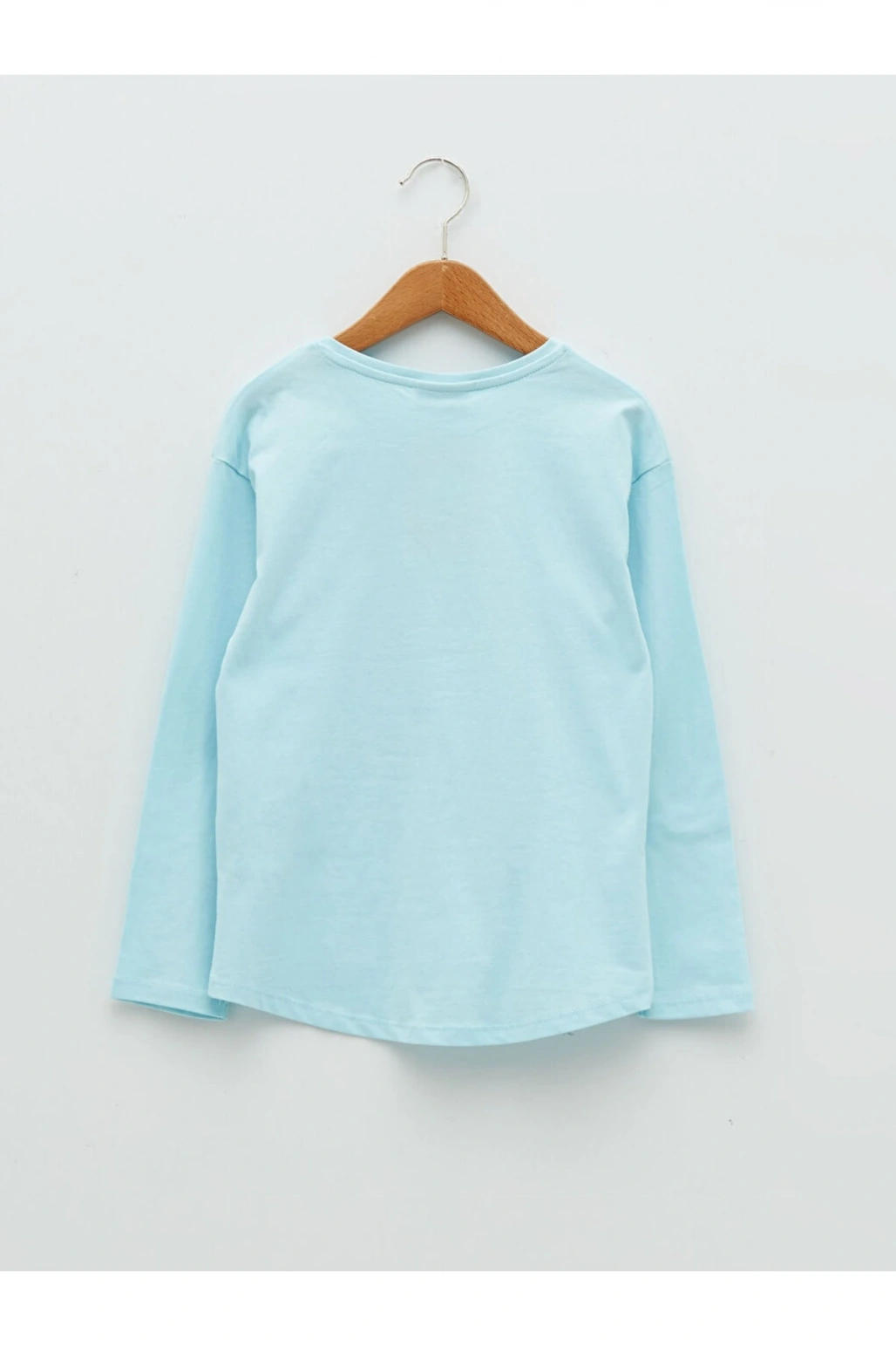 Bisiklet Yaka Baskılı Çift Yönlü Payetli Uzun Kollu Kız Çocuk Tişört