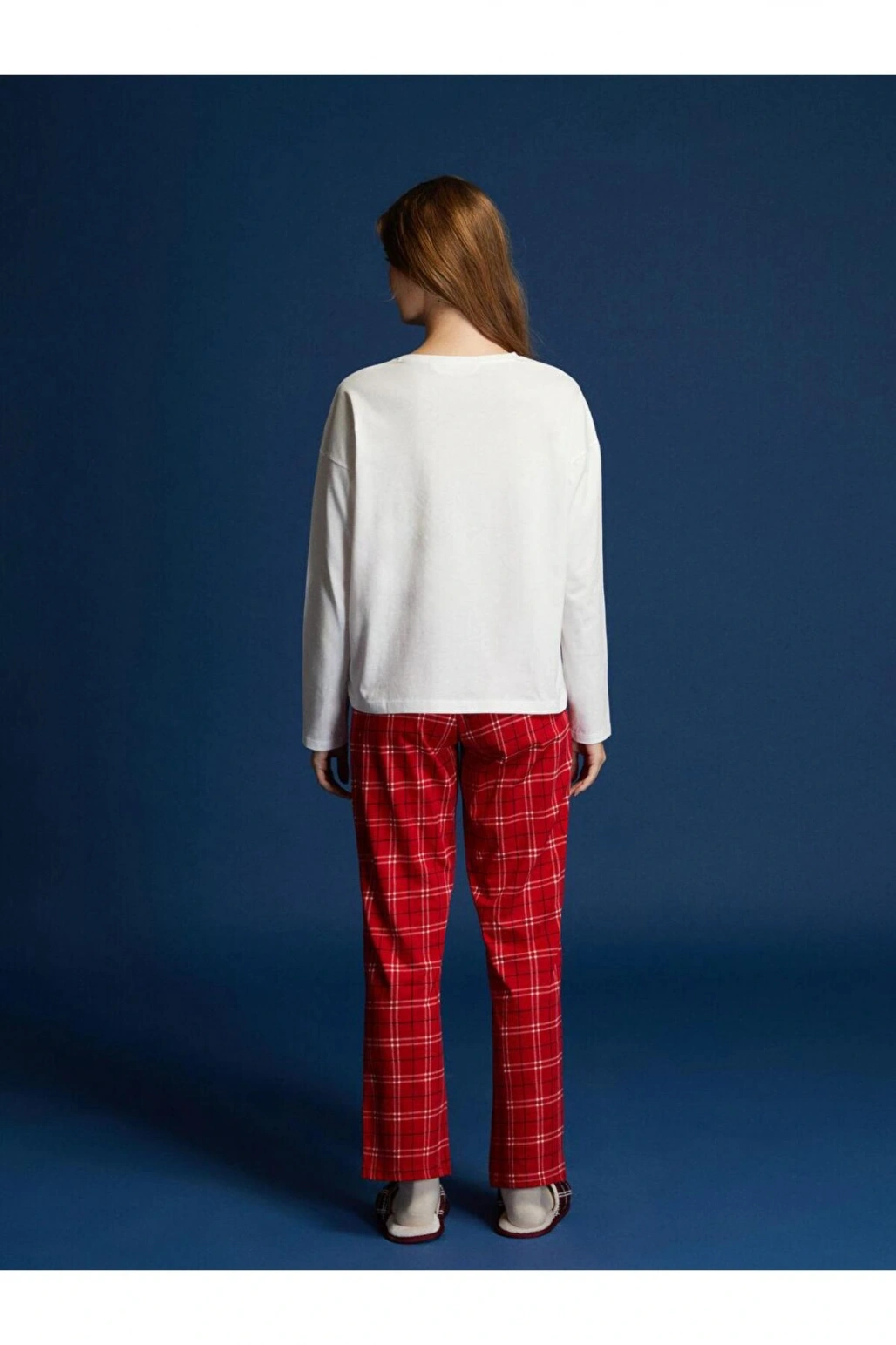 Bisiklet Yaka Baskılı Kadın Pijama Takım