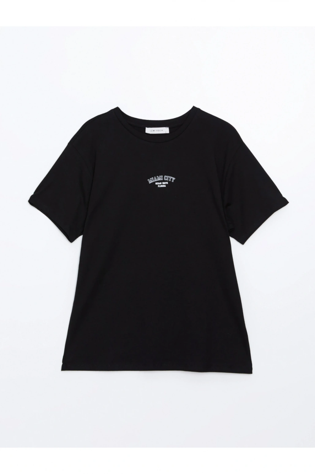 Bisiklet Yaka Baskılı Kadın Tişört