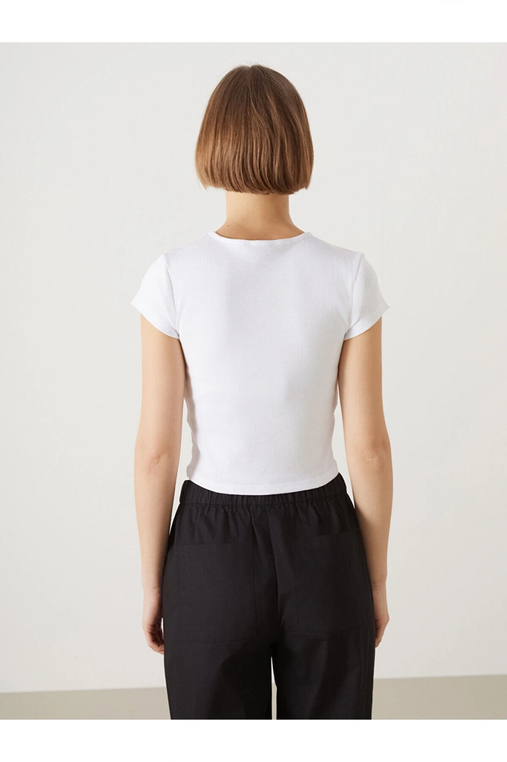 Bisiklet Yaka Baskili Kadin Tisort - S5GP10Z8