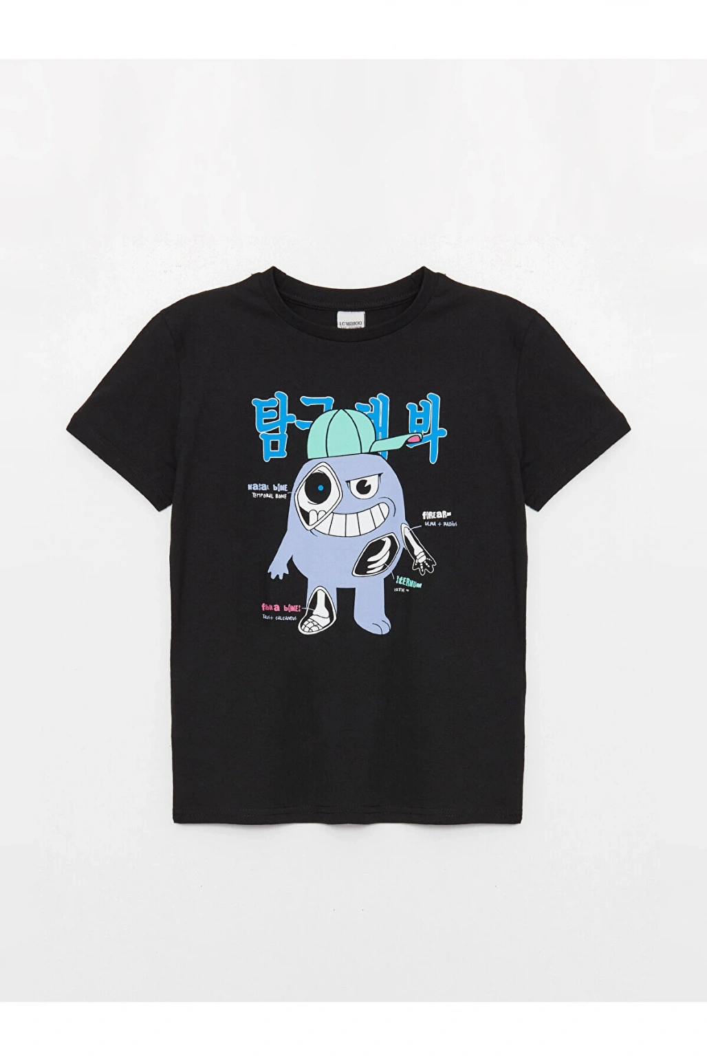 Bisiklet Yaka Baskılı Kısa Kollu Erkek Çocuk Tişört