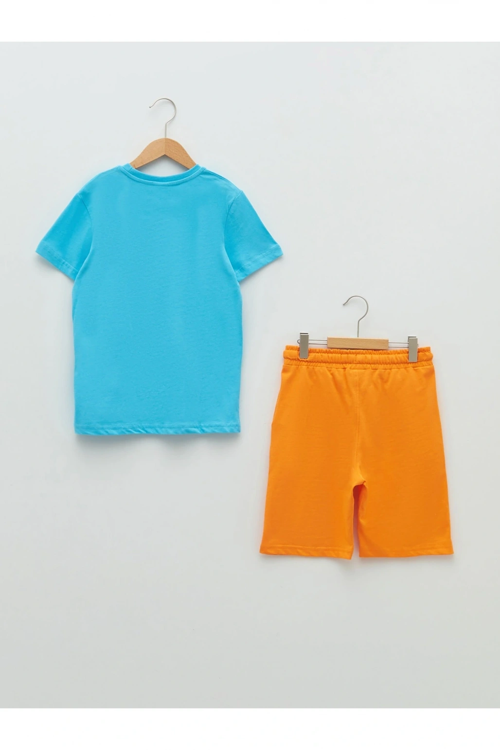 Bisiklet Yaka Baskılı Kısa Kollu Erkek Çocuk Tişört Ve Şort