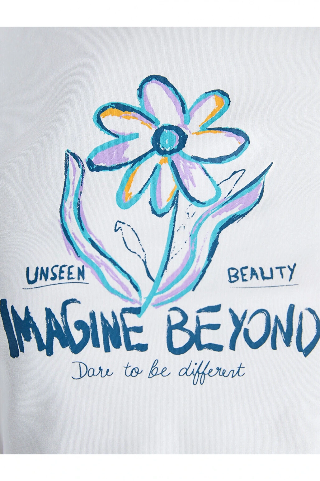 Bisiklet Yaka Baskılı Kısa Kollu Kadın Crop