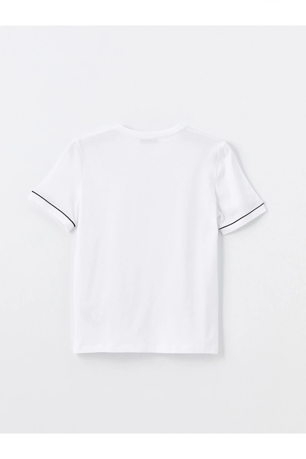 Bisiklet Yaka Baskılı Kısa Kollu Kadın Tişört