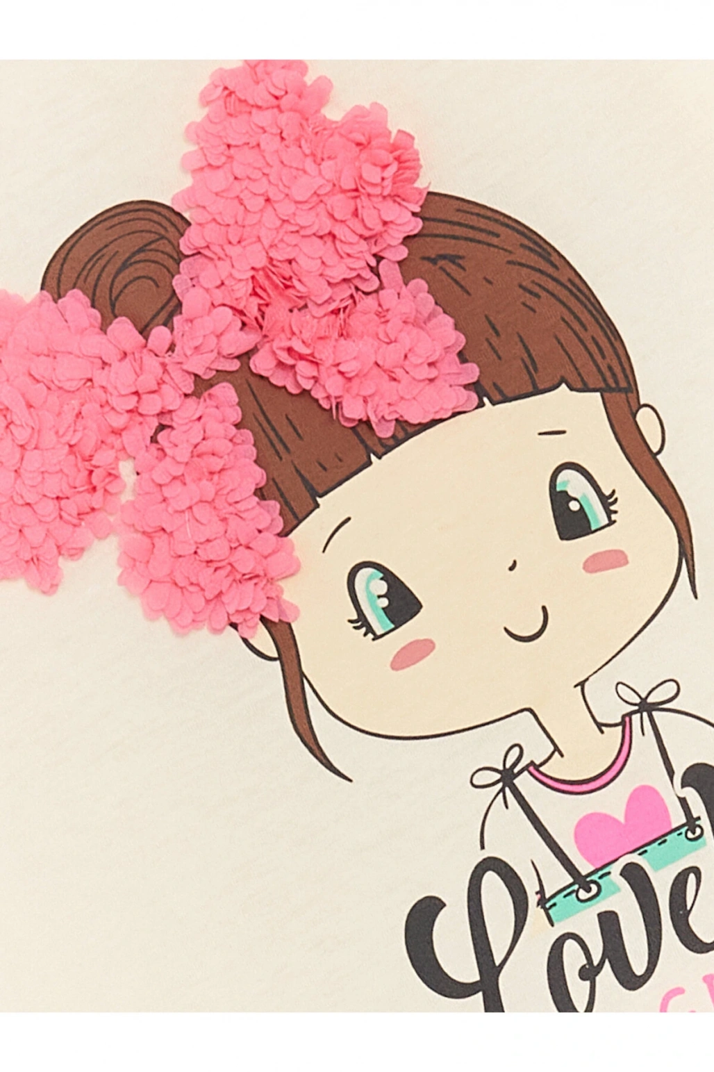 Bisiklet Yaka Baskılı Kısa Kollu Kız Bebek Tişört