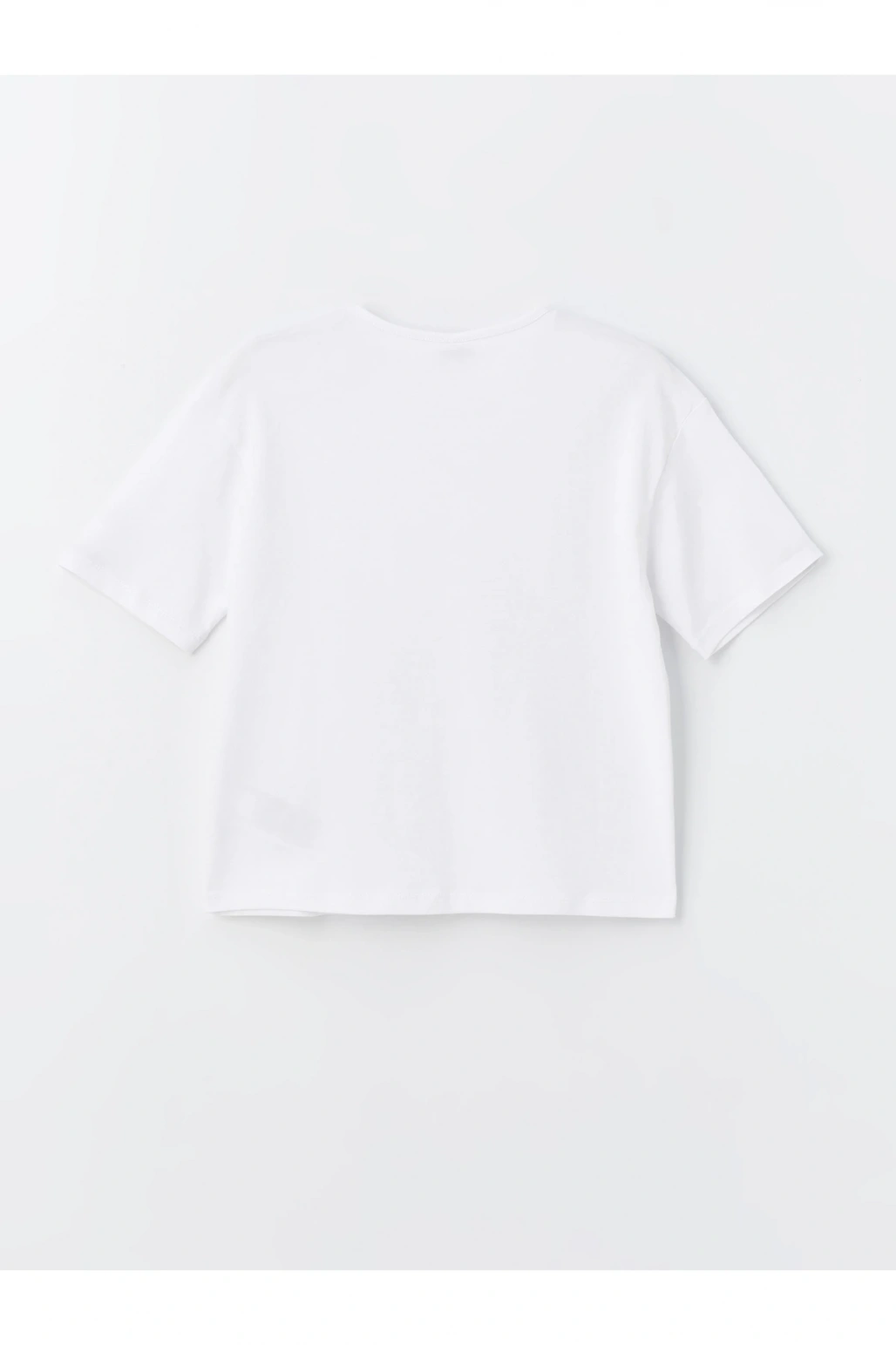 Bisiklet Yaka Baskılı Kısa Kollu Kız Çocuk Tişört