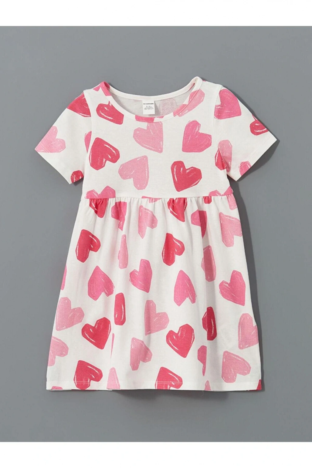 Bisiklet Yaka Baskılı Kız Çocuk Penye Elbise (S5)
