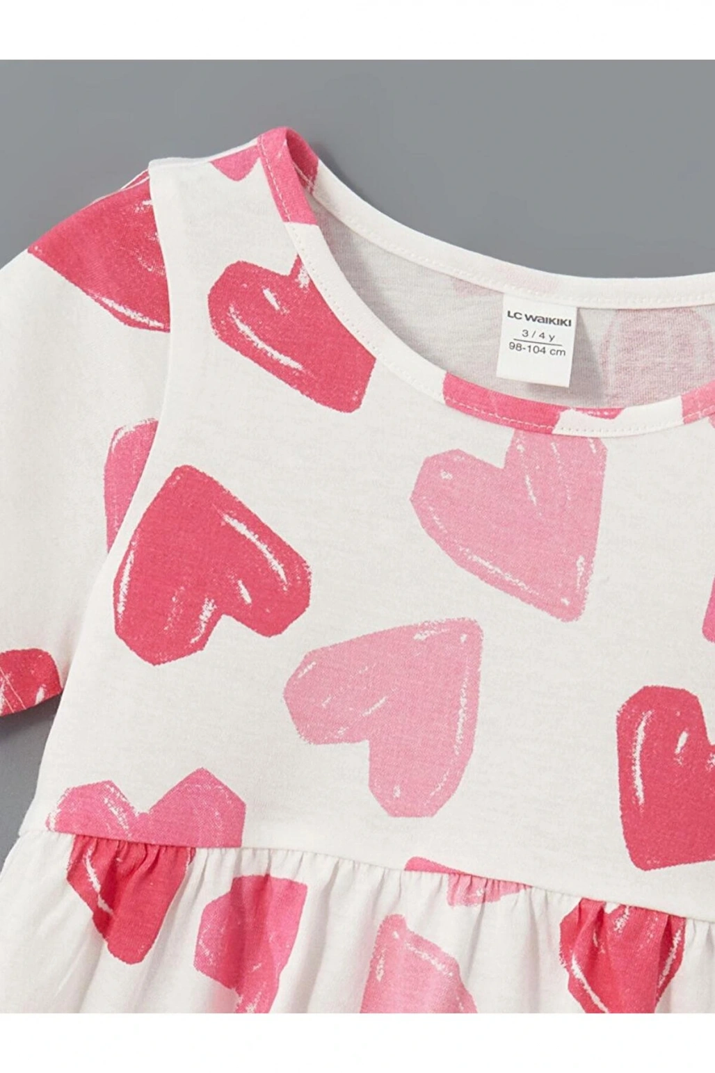 Bisiklet Yaka Baskılı Kız Çocuk Penye Elbise (S5)