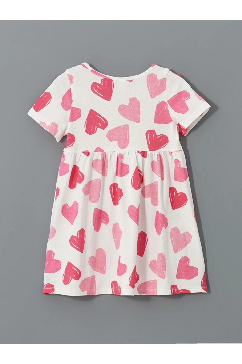 Bisiklet Yaka Baskılı Kız Çocuk Penye Elbise (S5)