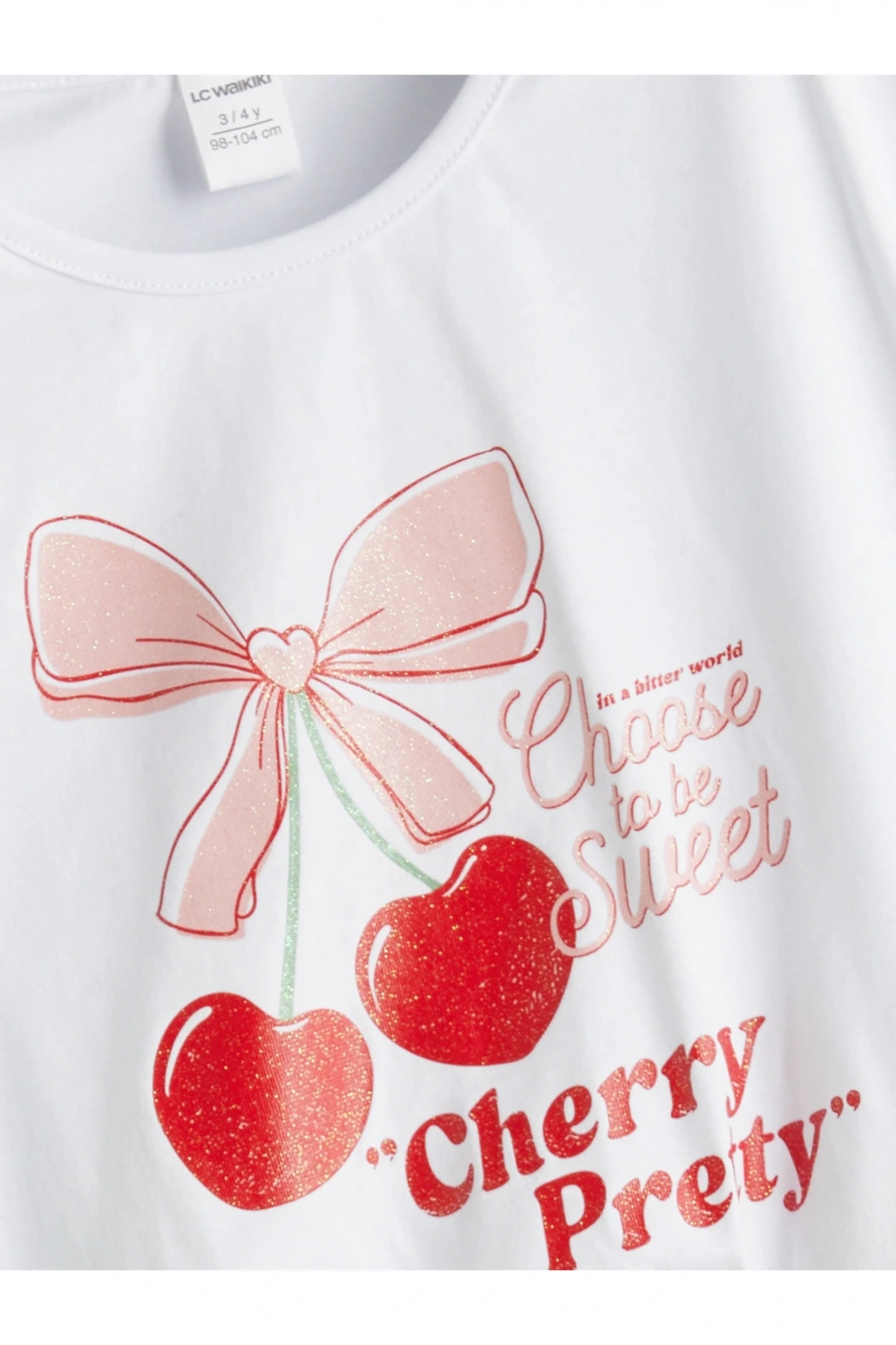 Bisiklet Yaka Baskılı Kız Çocuk Tişört